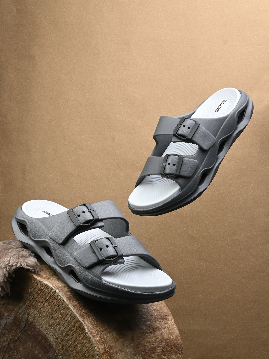 Image of Doctor Health Super Soft Men EVA Double Strap Sandals|Adjustable Buckle|Lightweight Anti-Slip Slippers Slippers