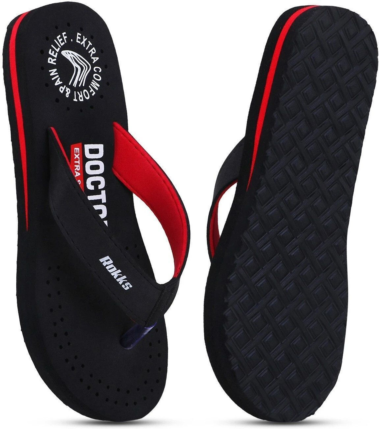 Image of ROKKS Women's Premium Slippers | Lightweight, Washable & Comfortable Women Flip Flops (Black, 6)