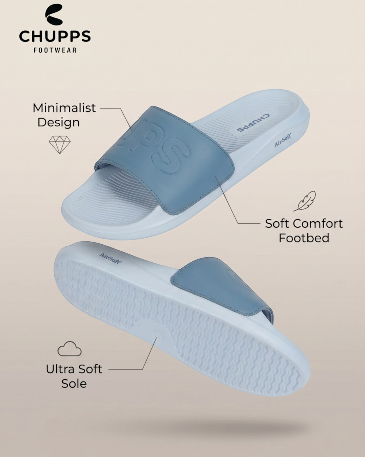 Image of Chupps Men Pure Sliders & Flipflop Slides