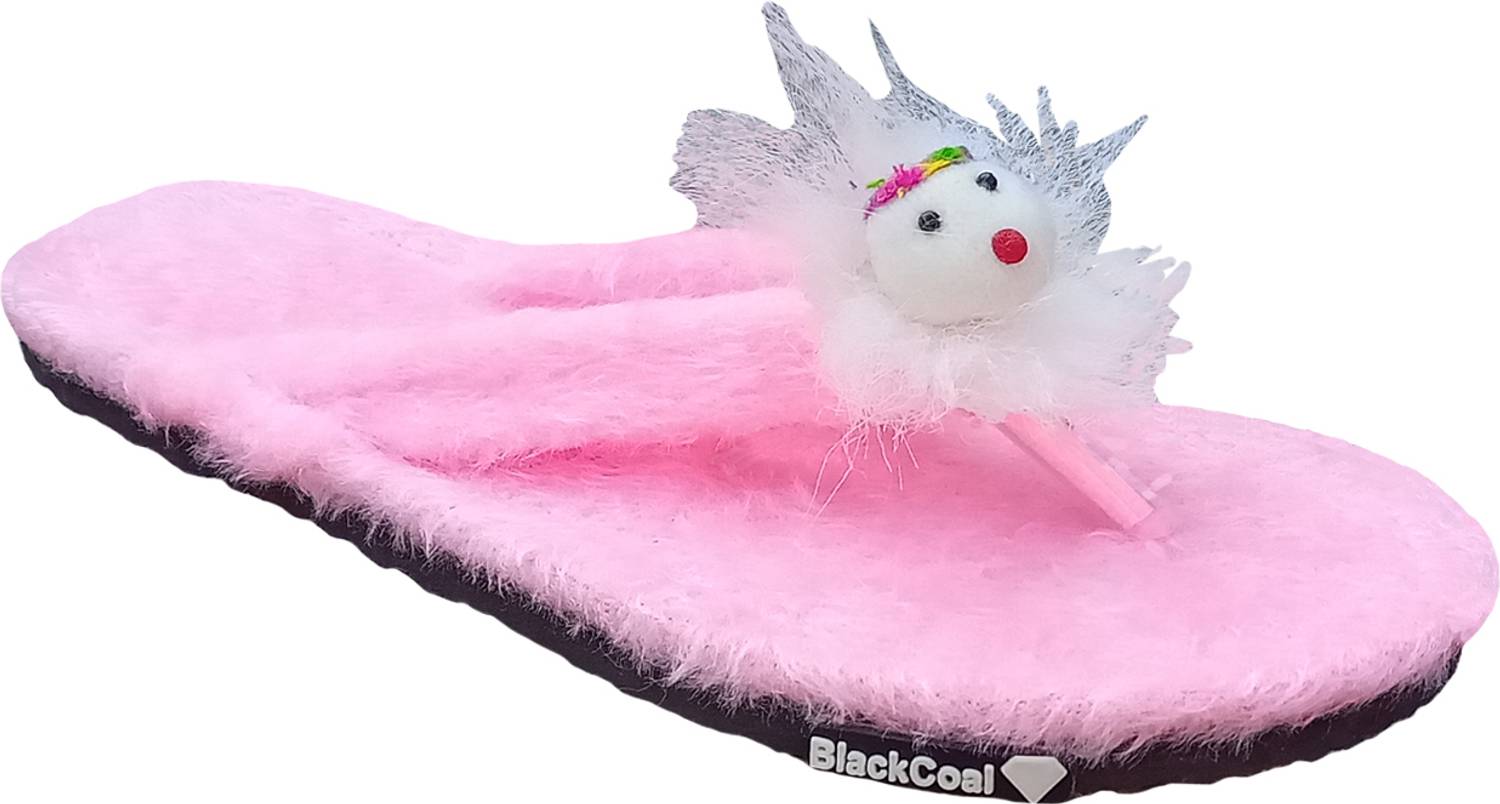 BlackCoal Women Women Fur Slipper Girls casual house Flip Flops Pink Flip Flops