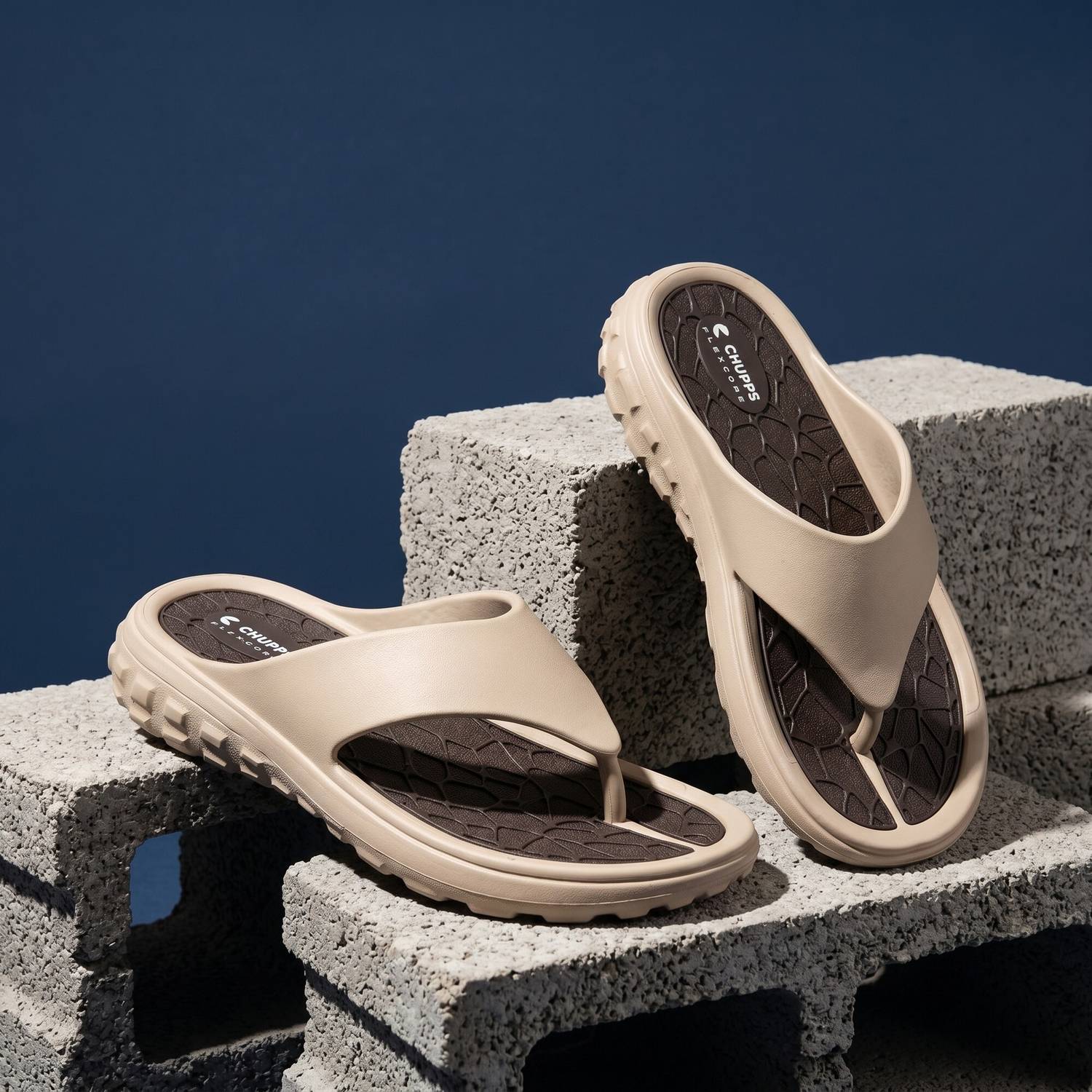 Chupps Men Beige Flip Flops - Image 1