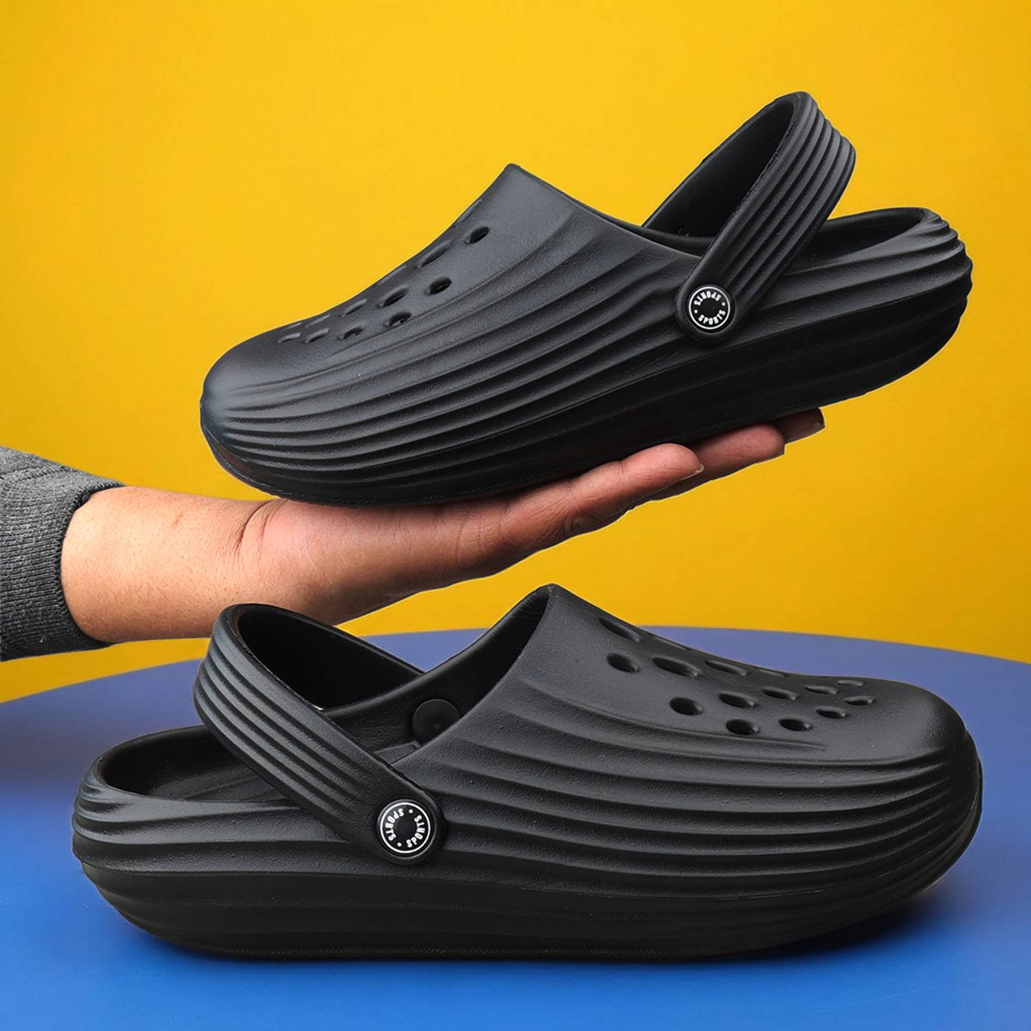 prouz Men Black Slippers - Image 1