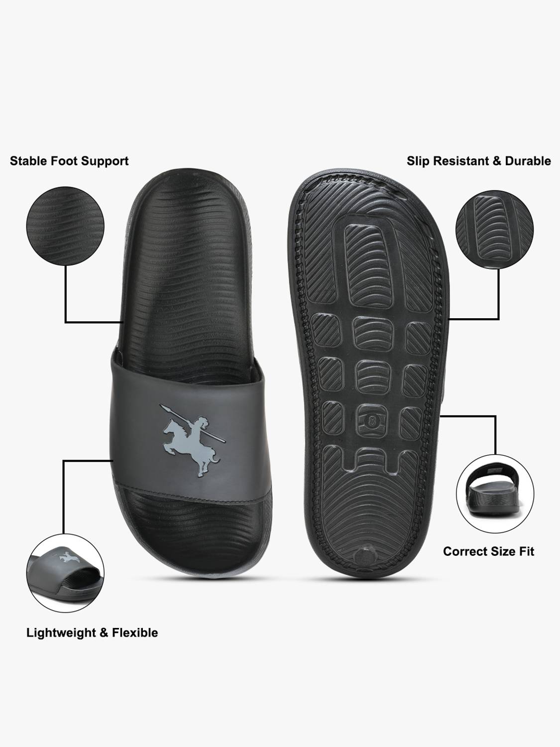 CANTABIL Men Black Slides - Image 4