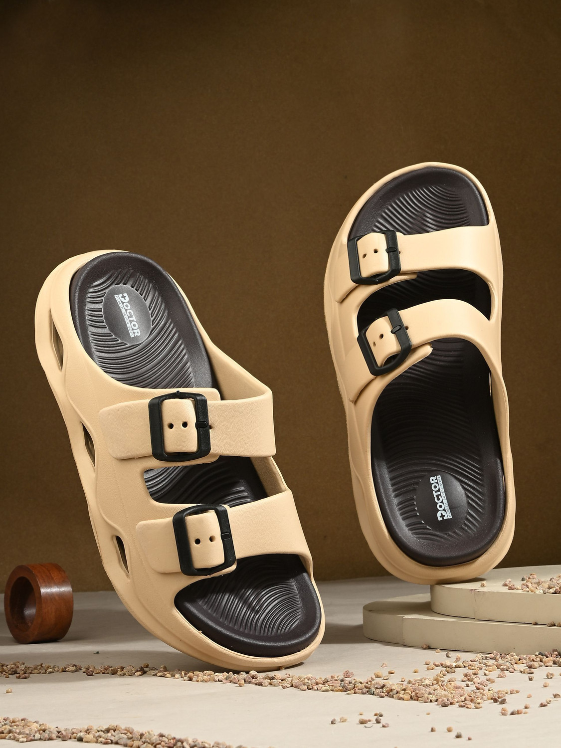 Image of Doctor Health Super Soft Men Men EVA Double Strap Sandals|Adjustable Buckle|Lightweight Anti-Slip Slippers Slippers