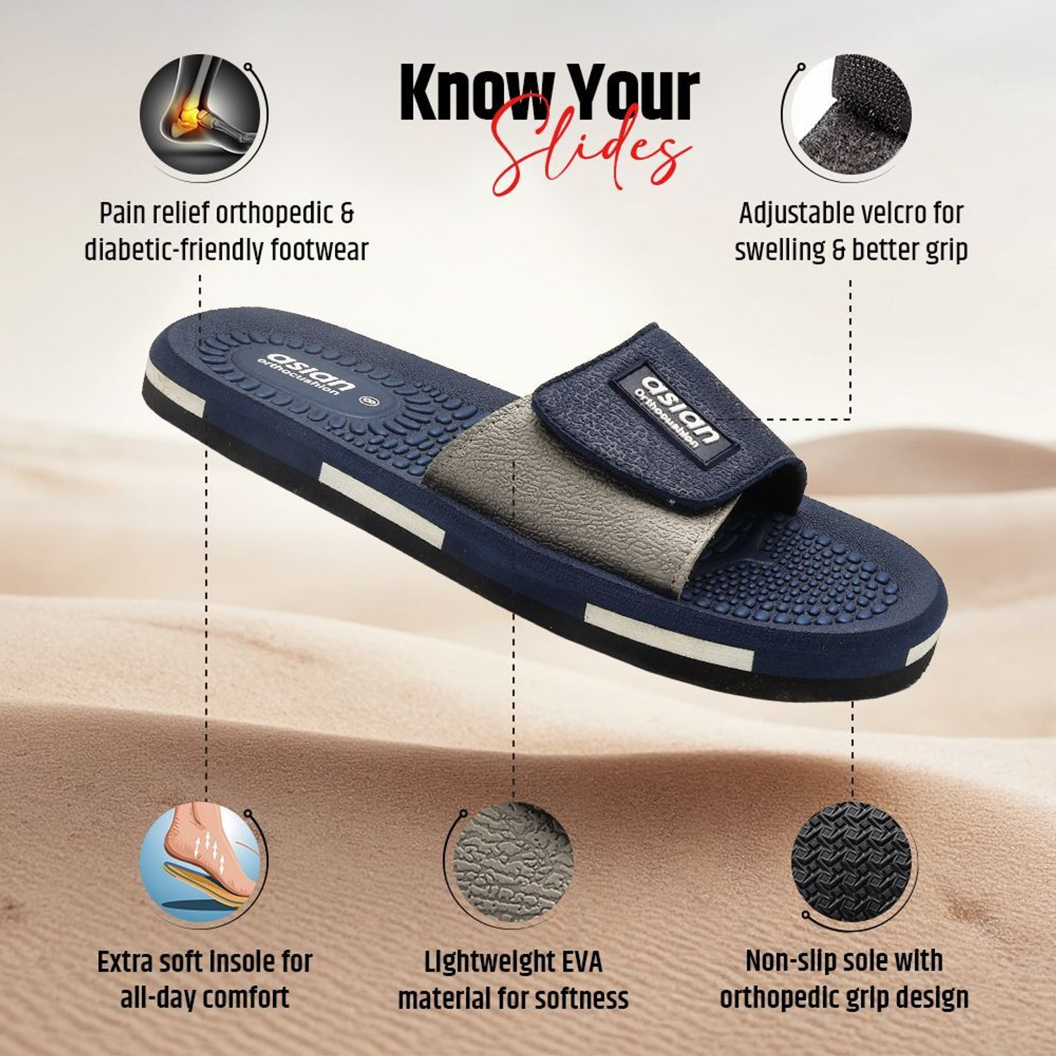 Image of asian Men Doctor Soft Cushion Slippers for Men | Ultra Soft Comfort with Arch Support Slides