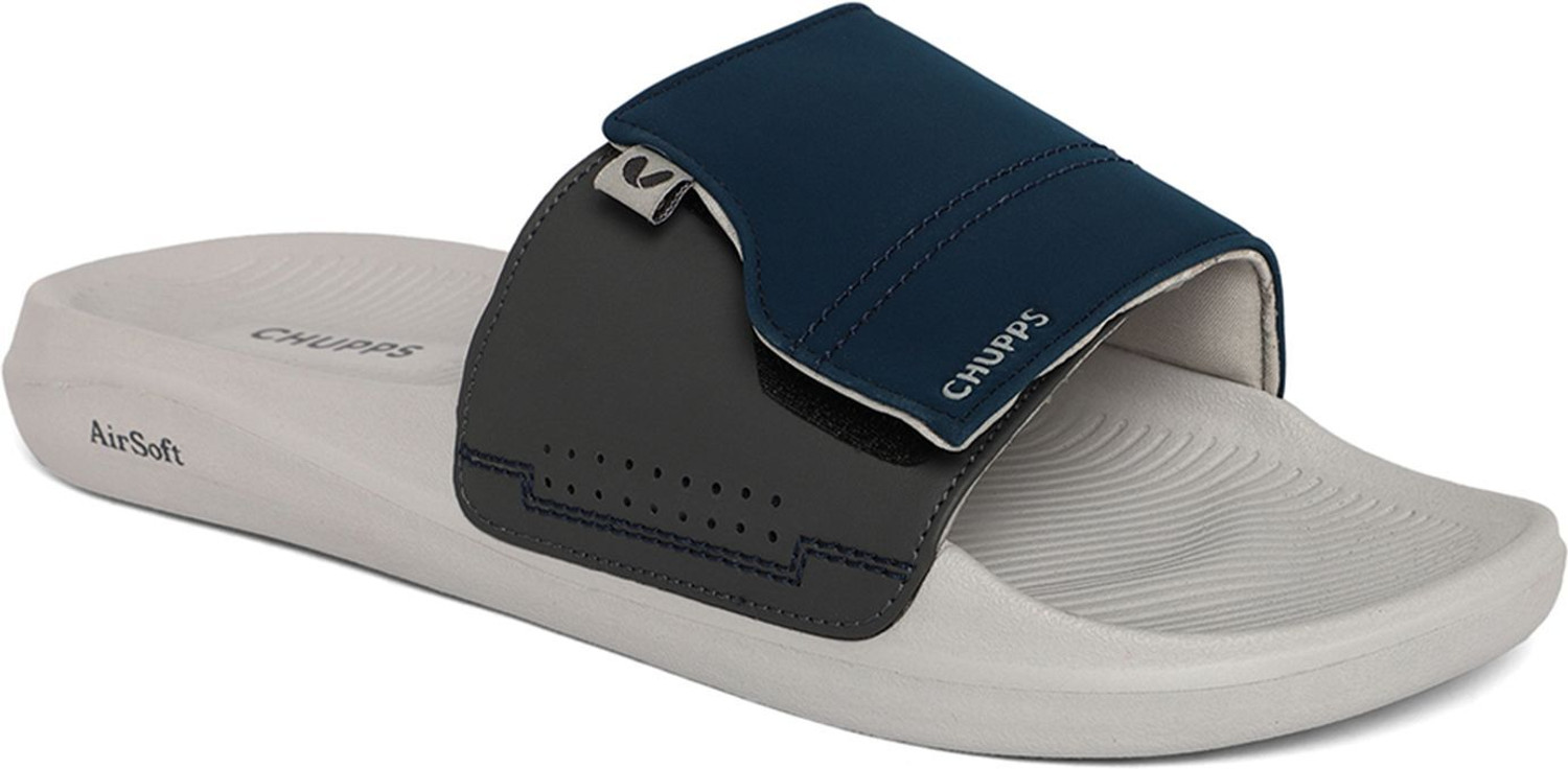 Image of Chupps Men Vapor Navy & Grey Slides Slippers Soft Lightweight Flip Flops For Slides