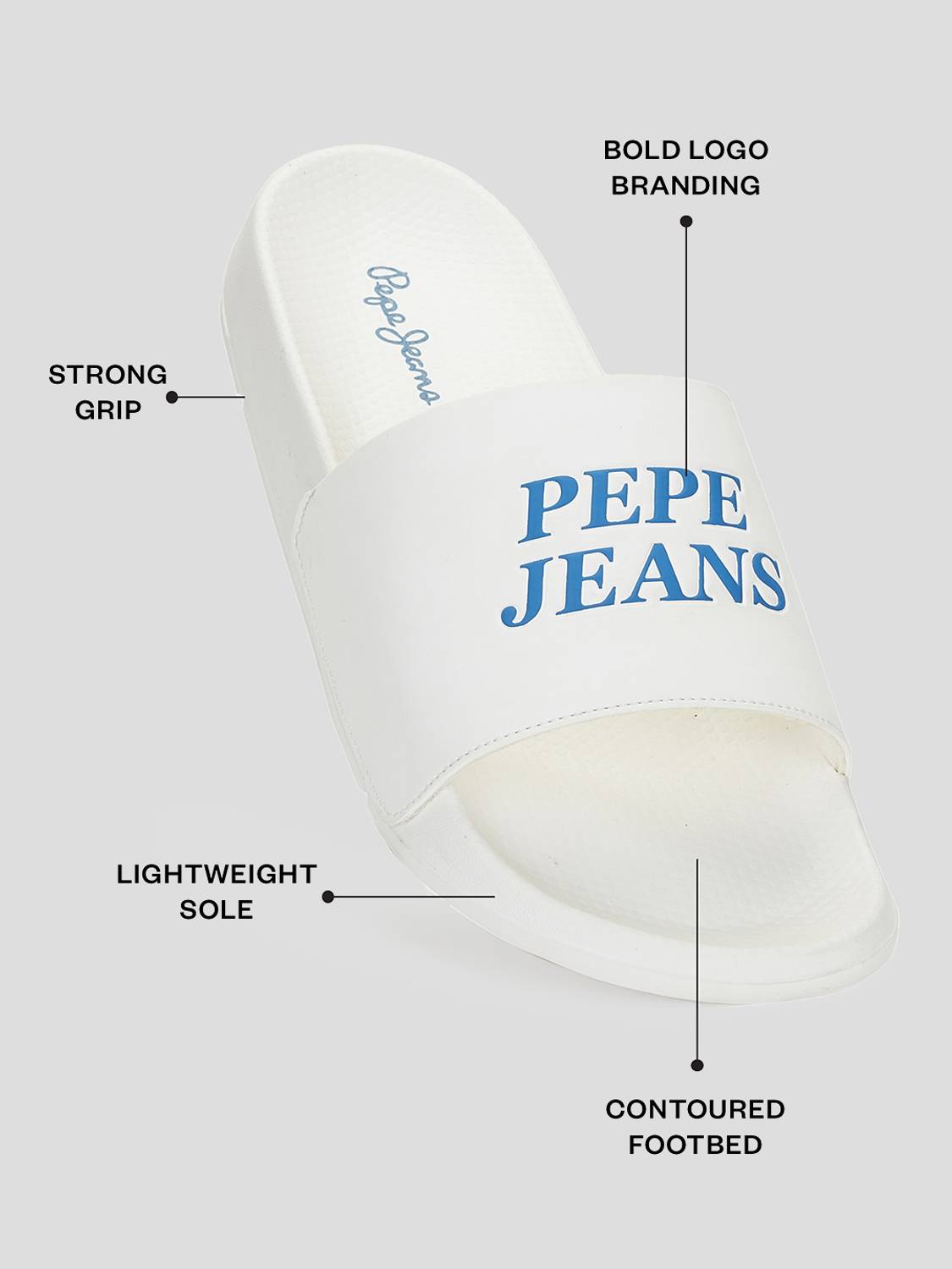 Pepe Jeans Men White Slides - Image 2