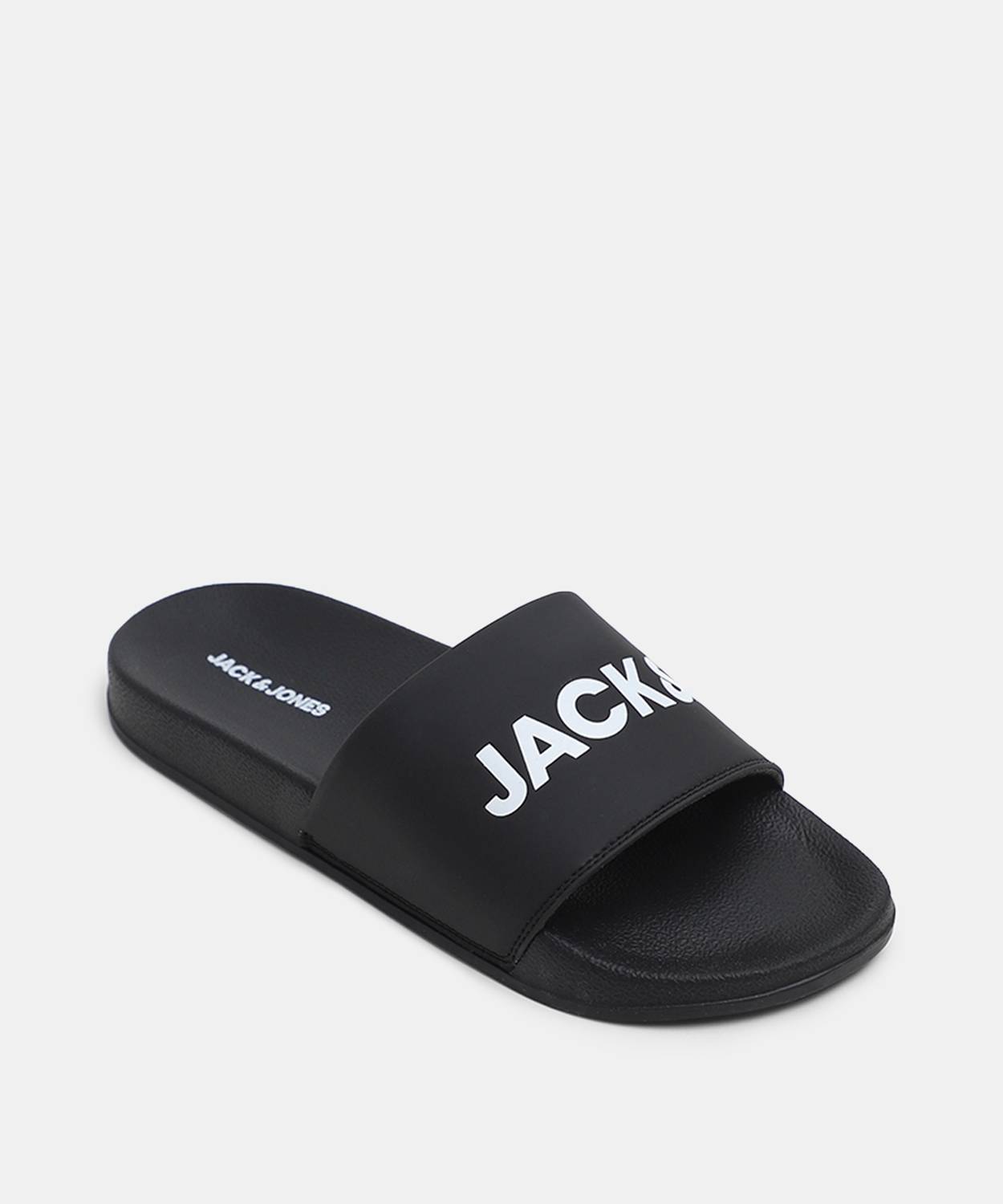JACK & JONES Men Black Slides - Image 4