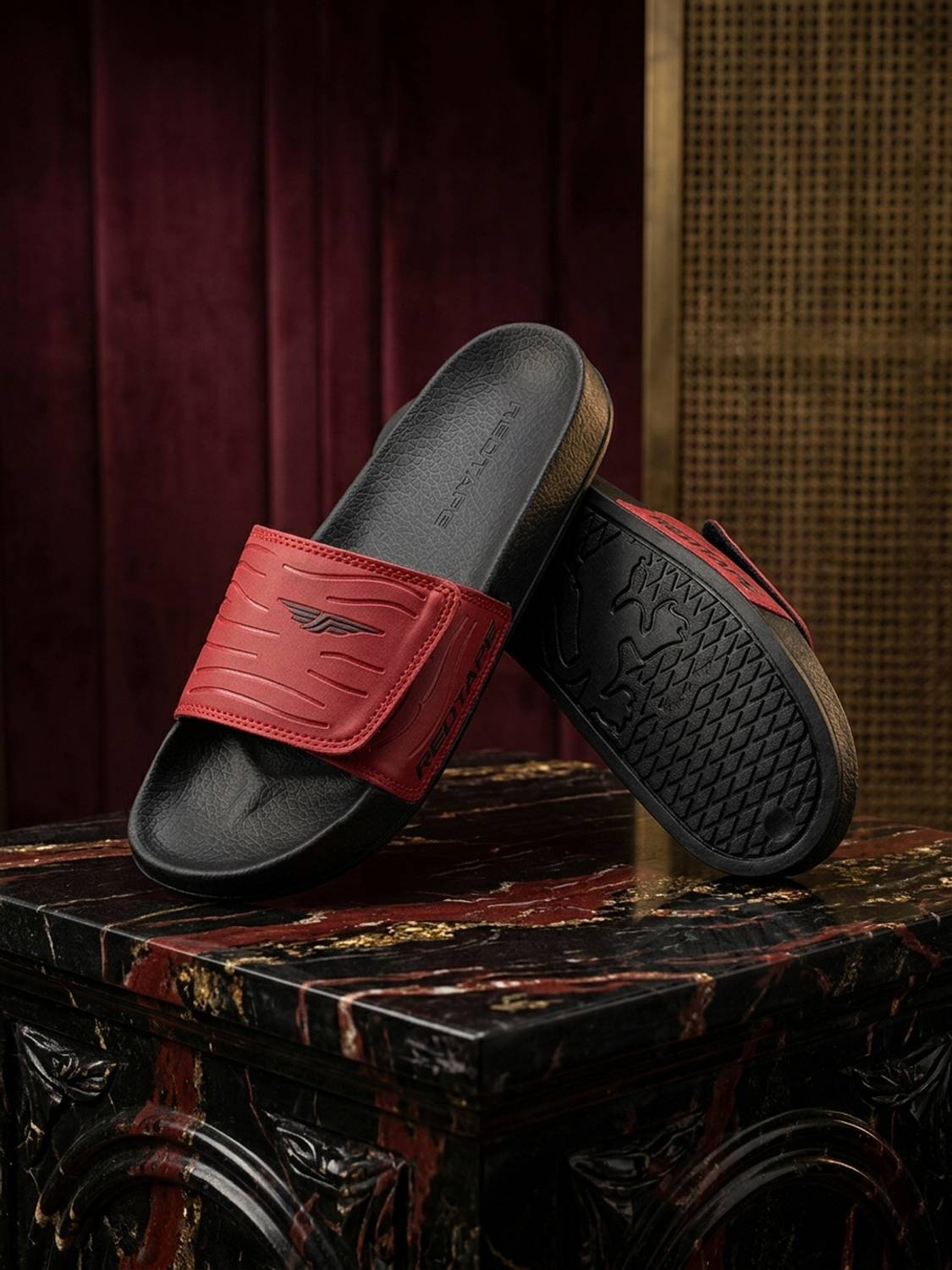 RED TAPE Men Red Slides - Image 4