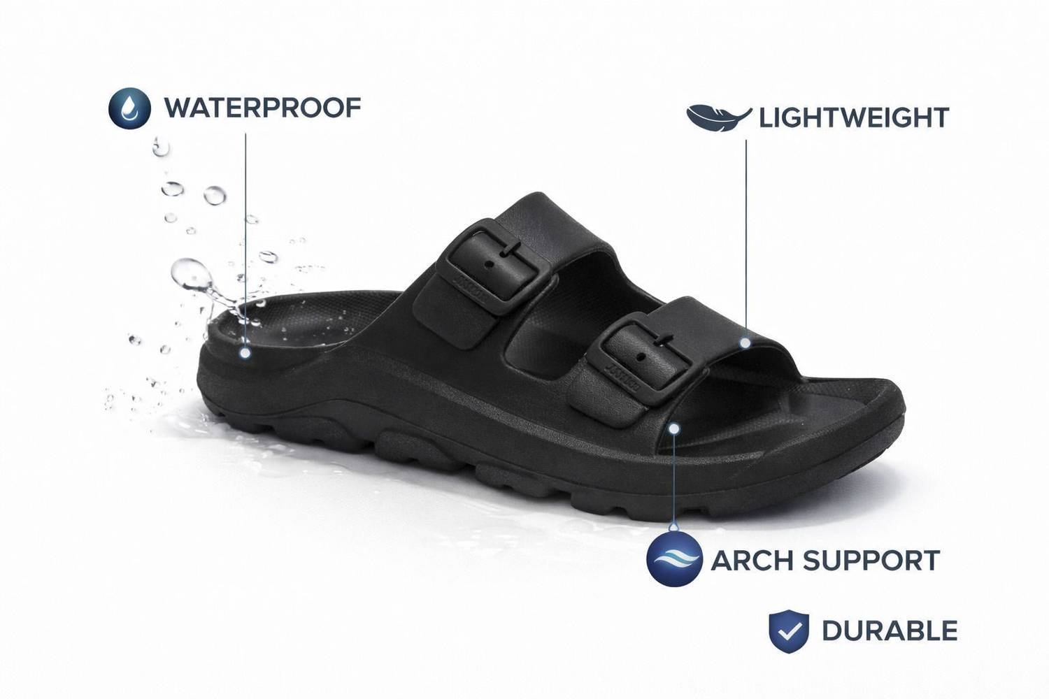 Bata Men Black Slippers - Image 3