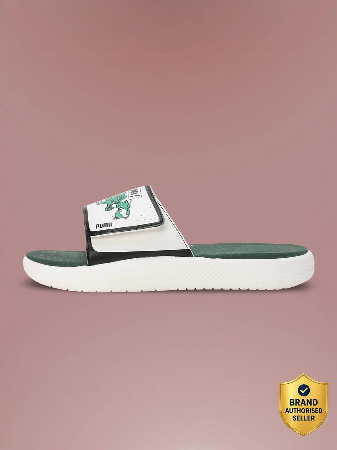 PUMA Men Softride Slide Super Slides Green - Image 1