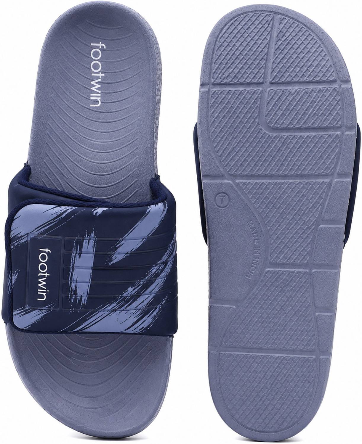 Footwin Men Blue Slides - Image 5