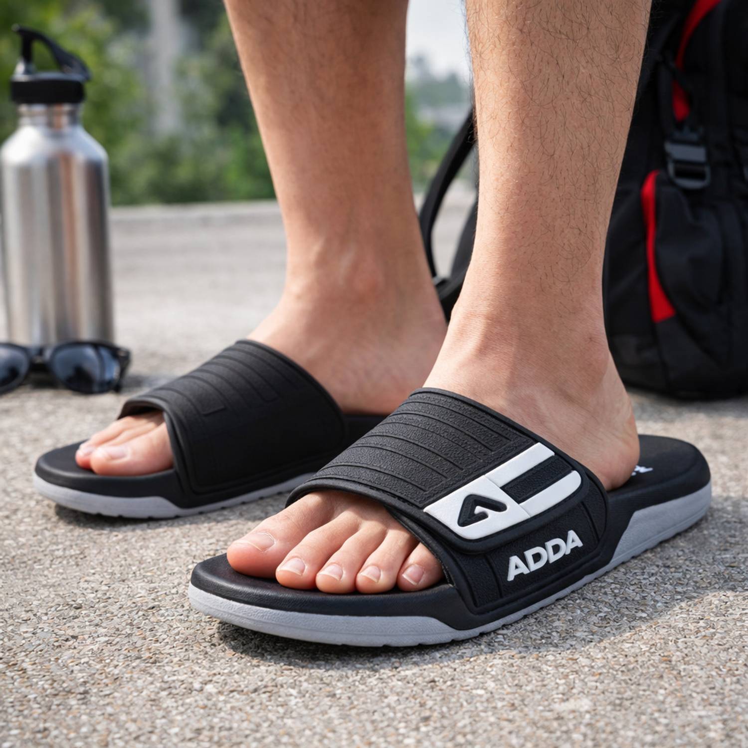 Adda Men Black Slides - Image 1
