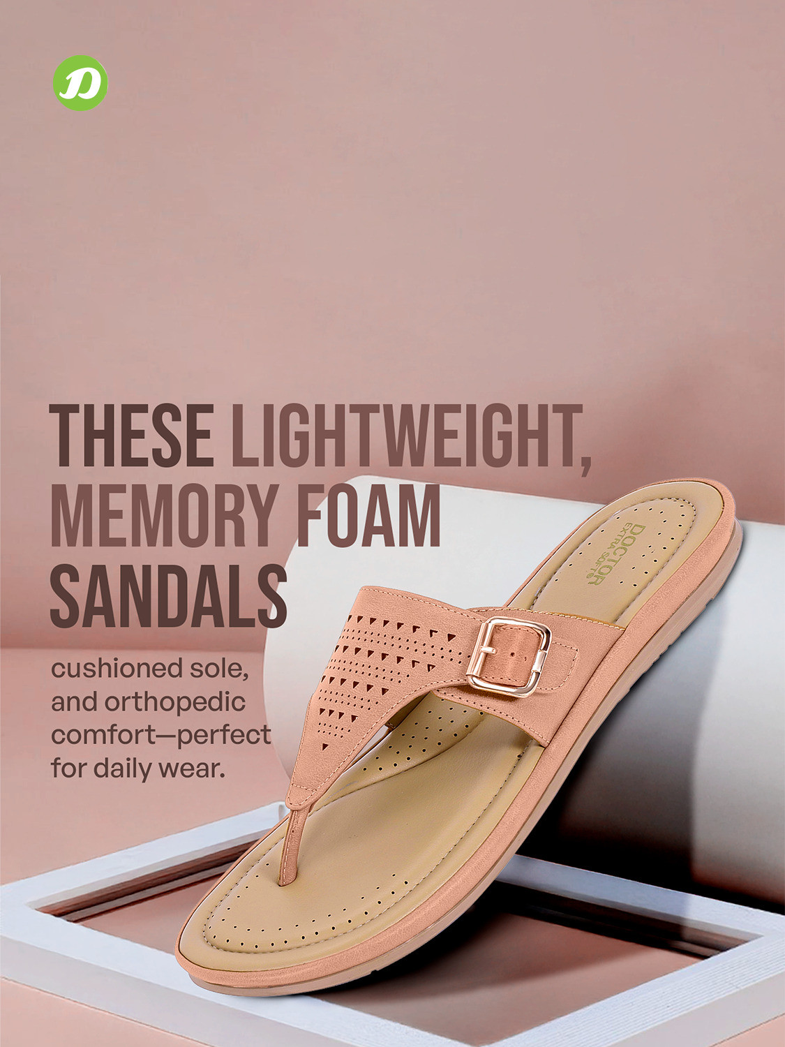 Image of DOCTOR EXTRA SOFT Women Flat Memory Foam Slippers /FlipFlops Comfortable Sandals Adjustable Strap Slippers