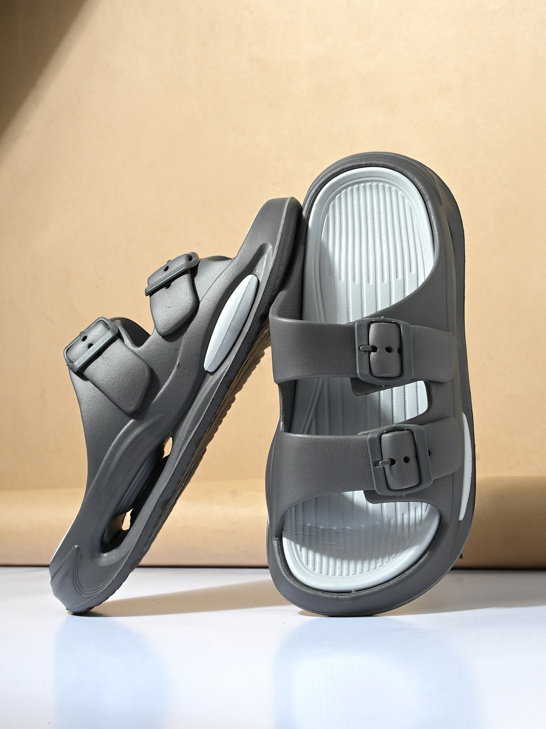 Image of Doctor Health Super Soft Men EVA Double Strap Sandals|Adjustable Buckle|Lightweight Anti-Slip Slippers Flip Flops