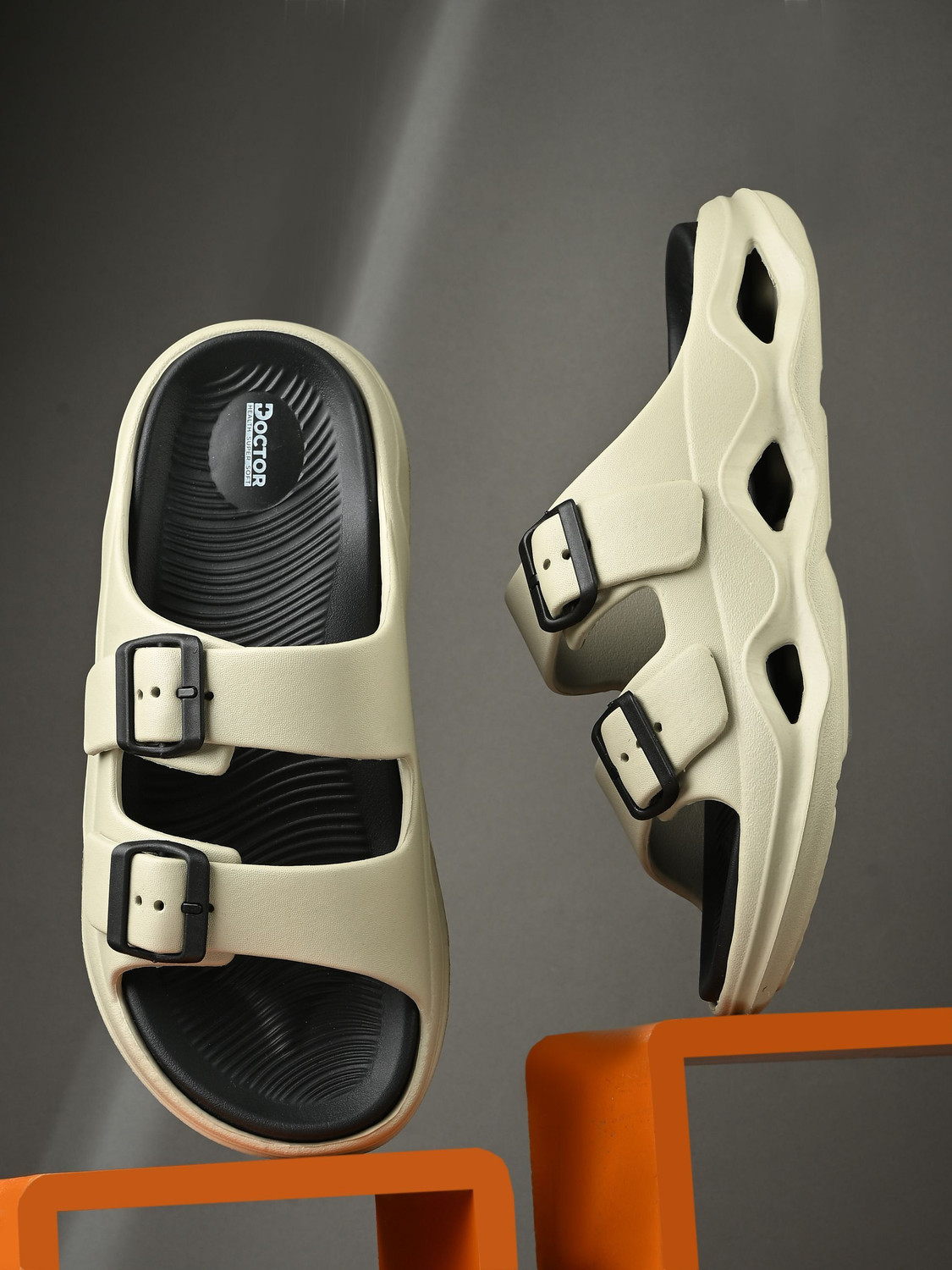 Image of Doctor Health Super Soft Men EVA Double Strap Sandals|Adjustable Buckle|Lightweight Anti-Slip Slippers Slippers