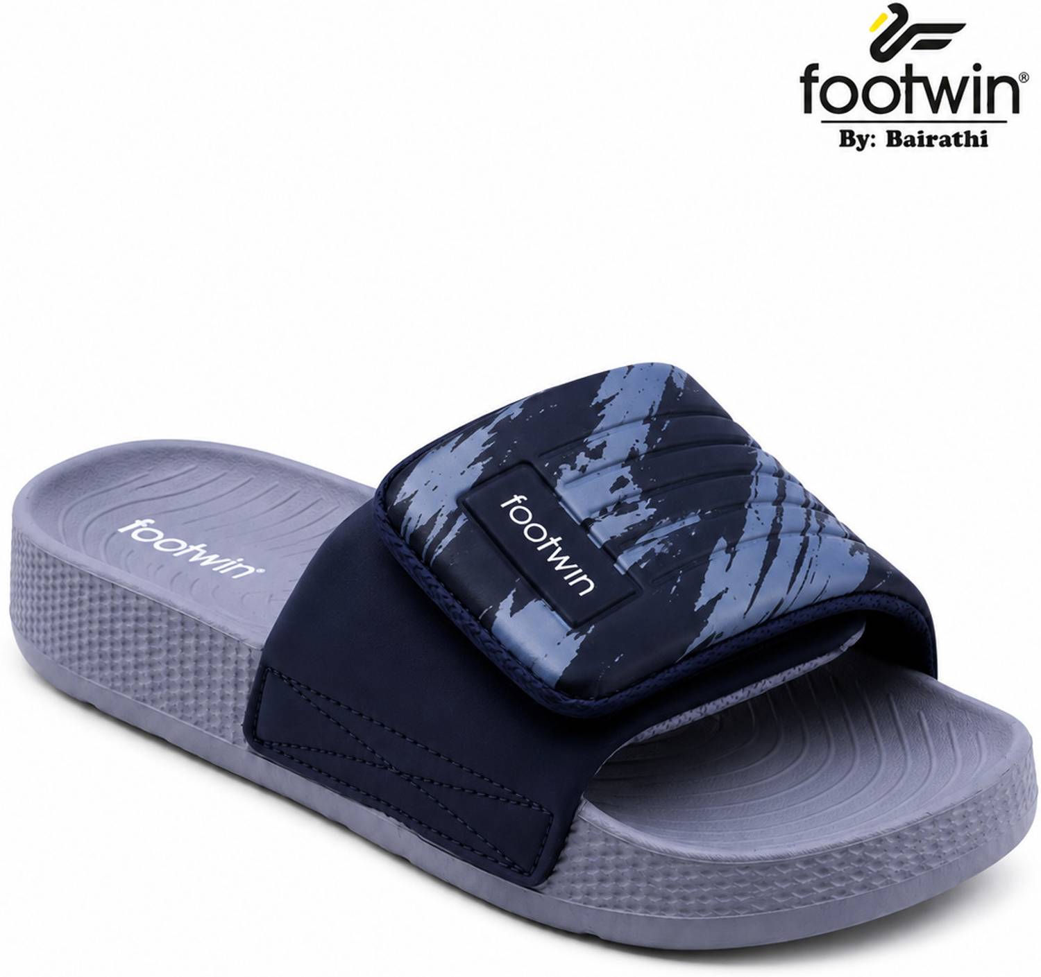 Footwin Men Blue Slides - Image 3