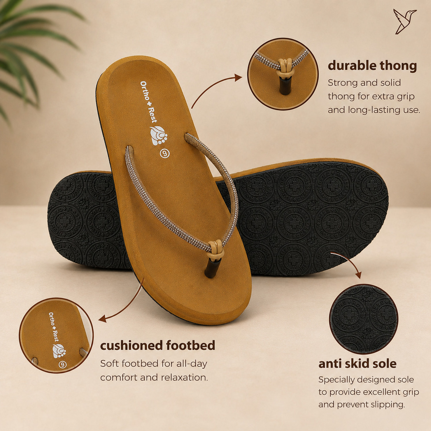 Image of Ortho + Rest Women Women Doctor Soft MCR Ortho Comfort Lightweight Slippers for Heel & Joint Pain Flip Flops
