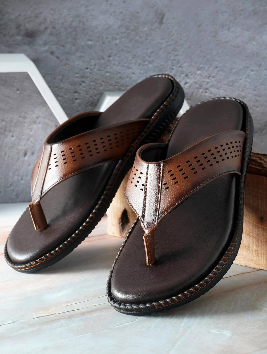 Feet King Men Slippers Brown - Image 1
