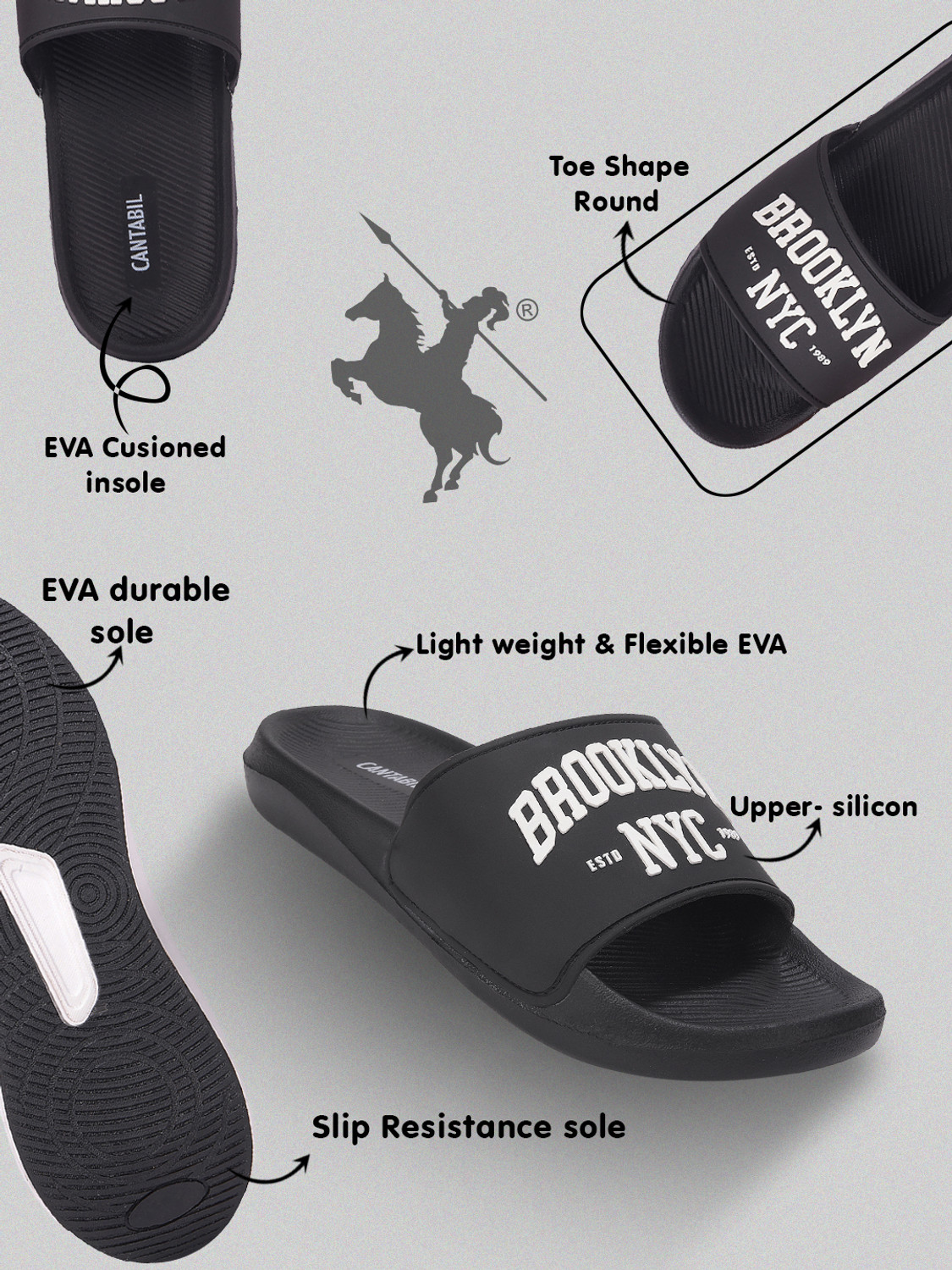Image of CANTABIL Men Solid Casual Slides