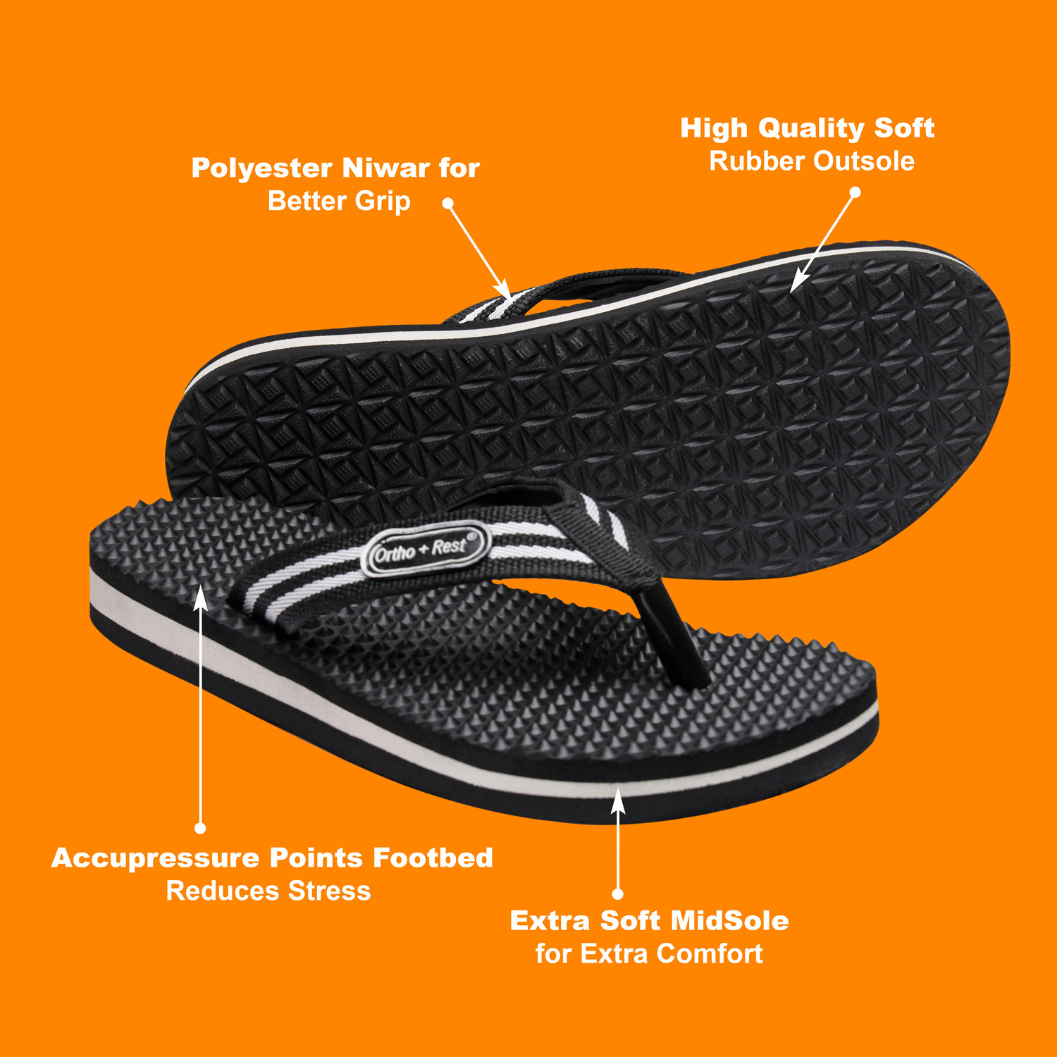 Image of Ortho + Rest Men Doctor Soft MCR Lightweight for Heel Pain Comfort Wear Flip Flops
