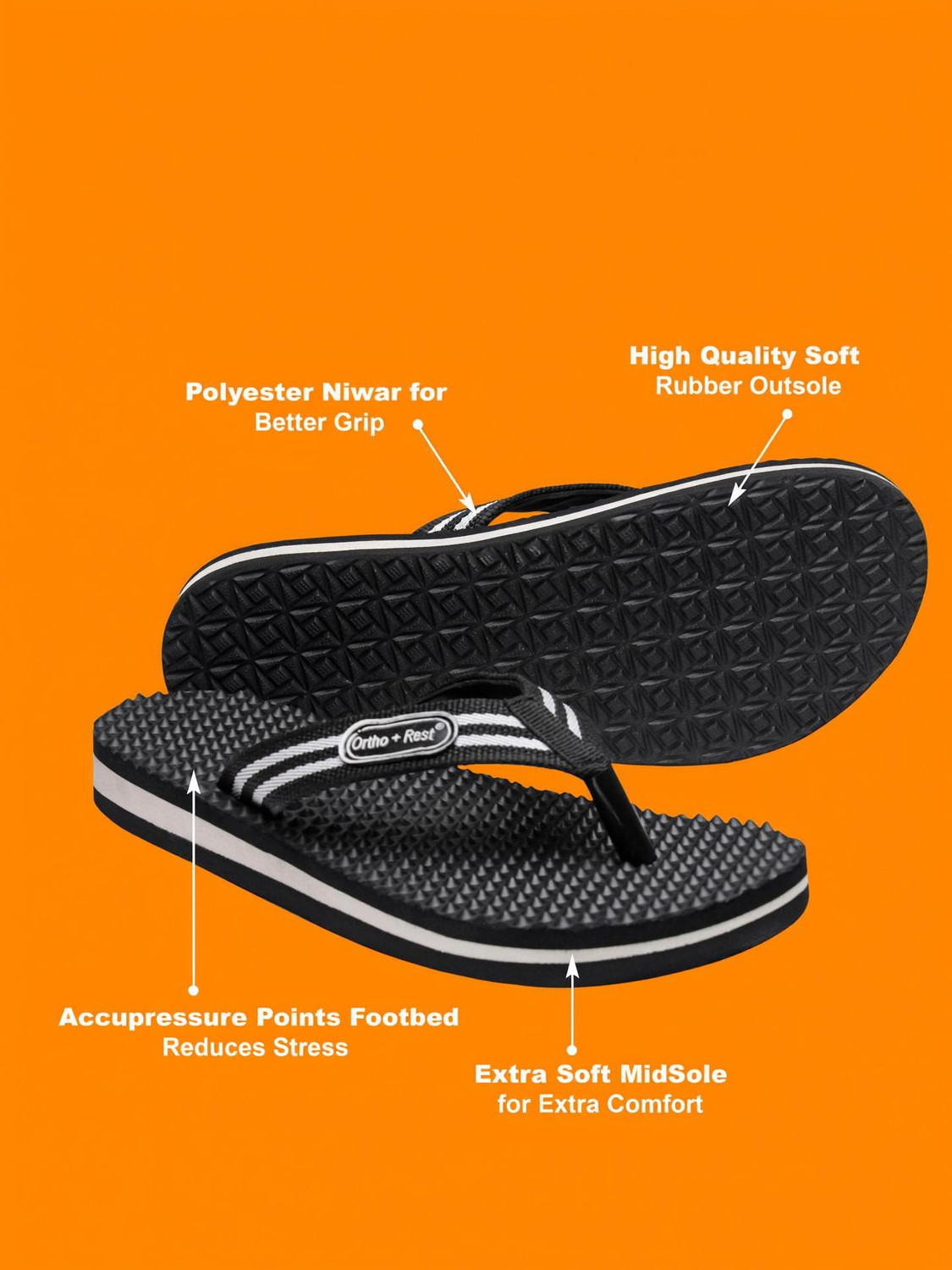 Image of Ortho + Rest Men Doctor Soft MCR Lightweight for Heel Pain Comfort Wear Flip Flops