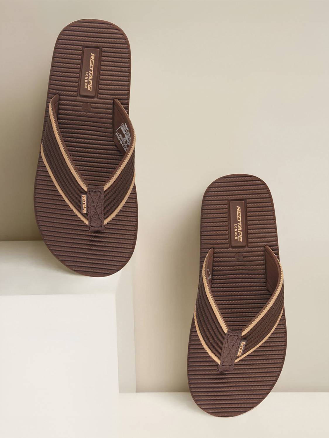 RED TAPE Men Flip Flops (Brown , 8)