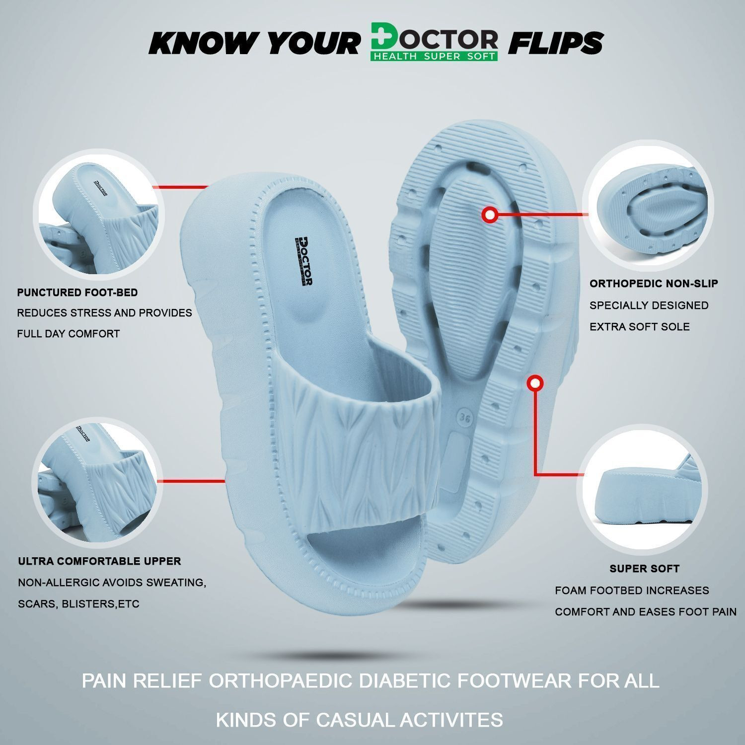 Image of Doctor Health Super Soft Women Soft Comfort Slippers for Women |Orthopedic Support, Anti Skid, Daily Wear Slippers