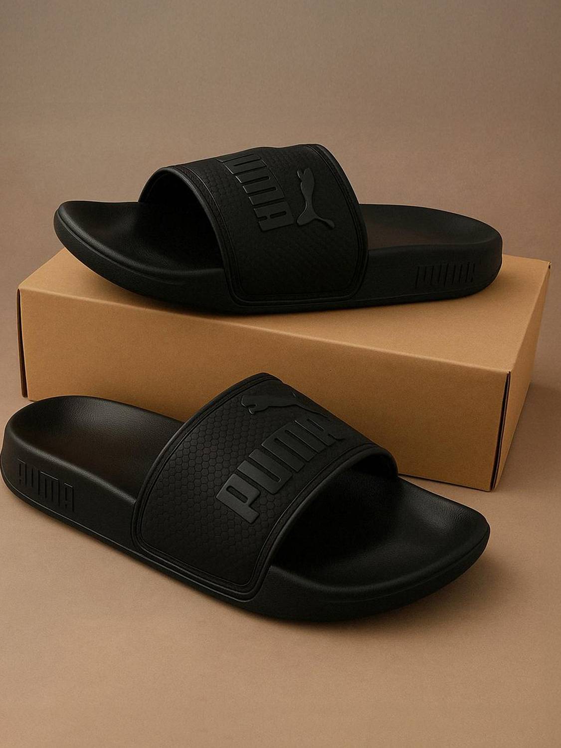 PUMA Men Leadcat 2.0 Black Slides - Image 1