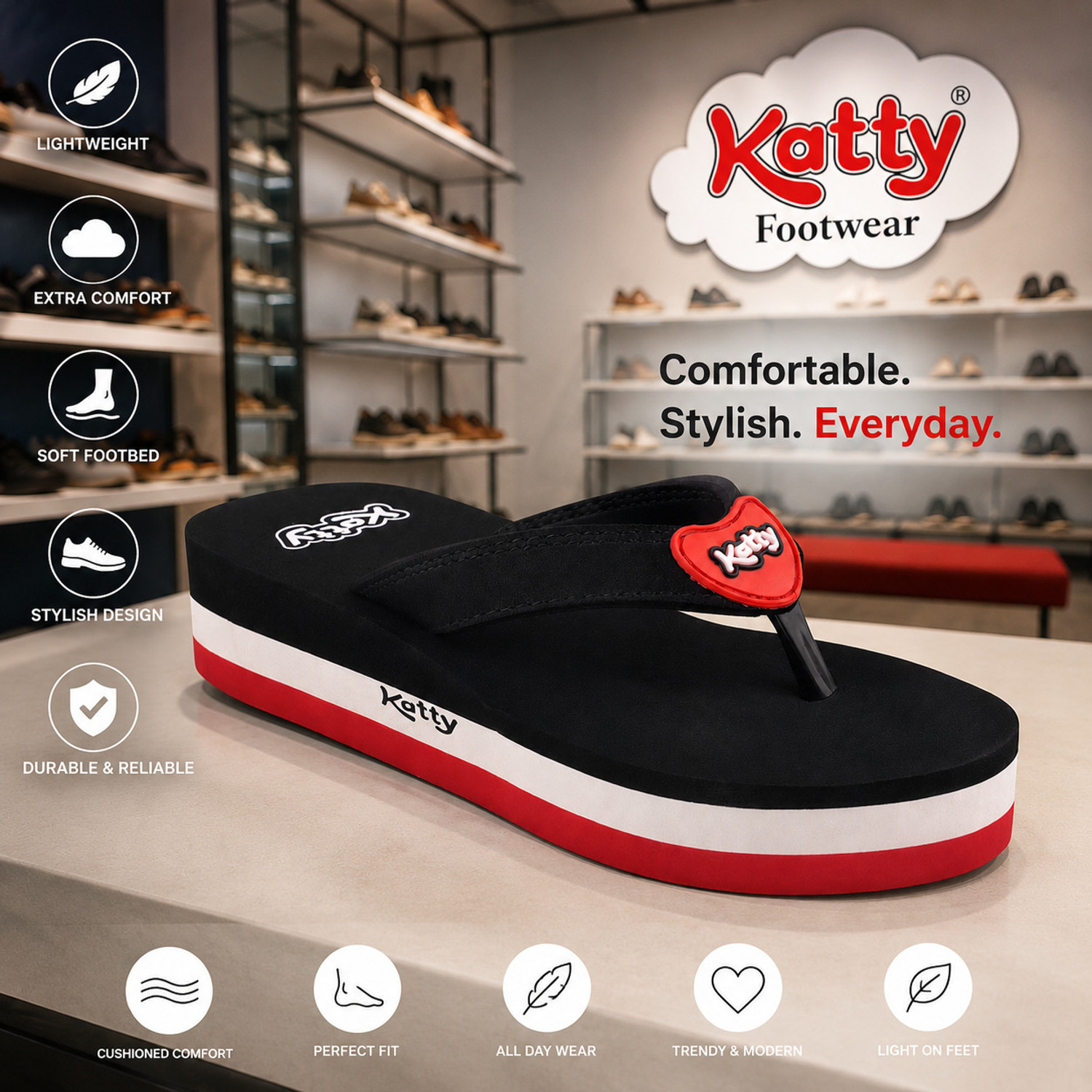 Image of Katty Women Premium Trendy Colorful Comfortable Lightweight Stylish Antiskid Slippers