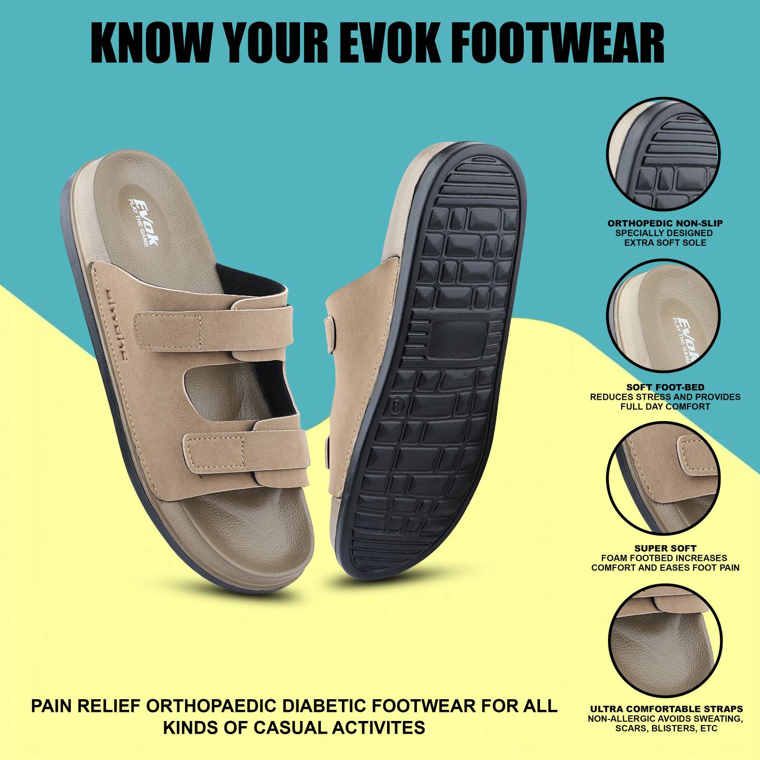 EVOK Men Brown Slippers - Image 3