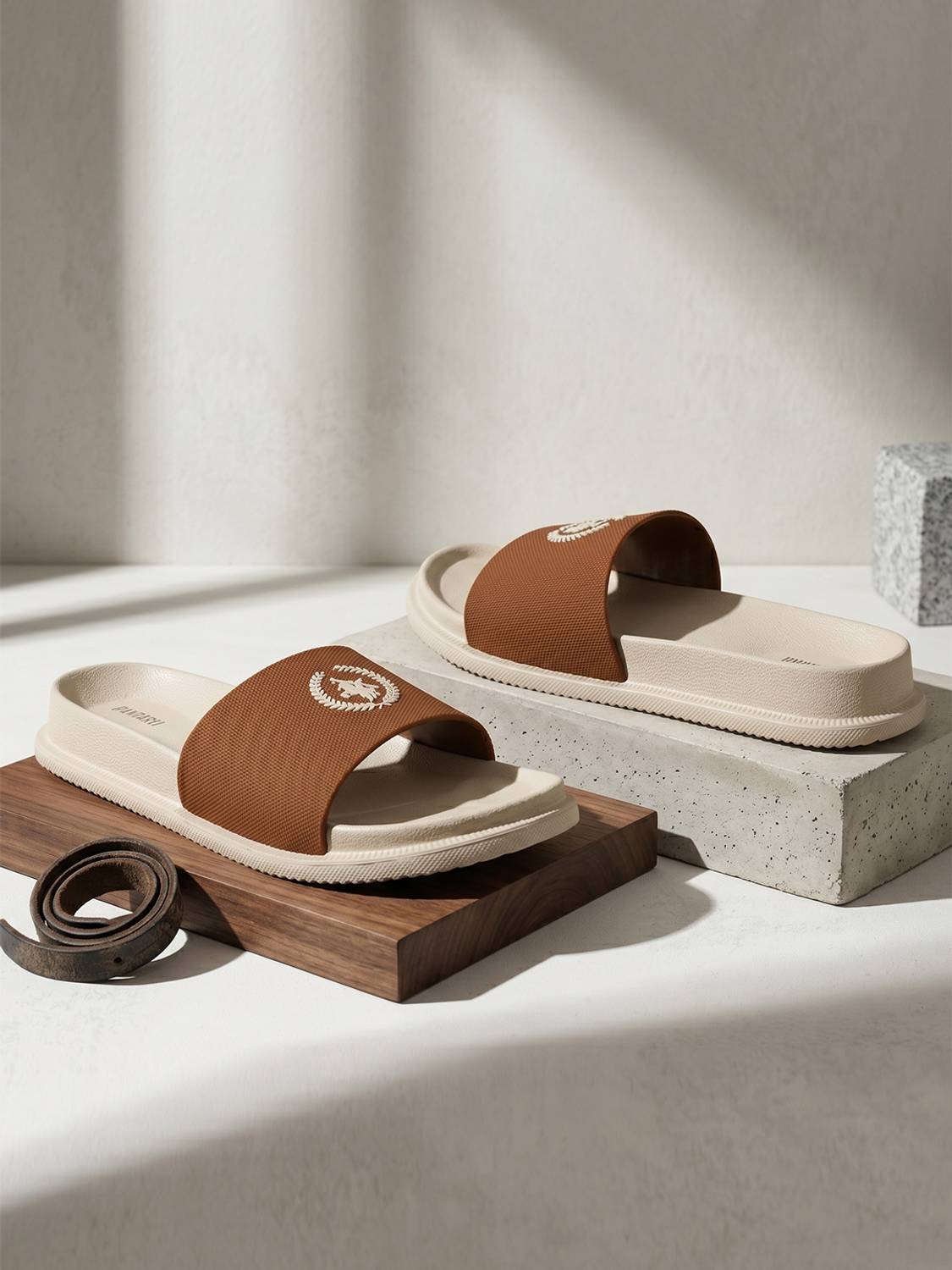 CANTABIL Men Beige Slides - Image 1