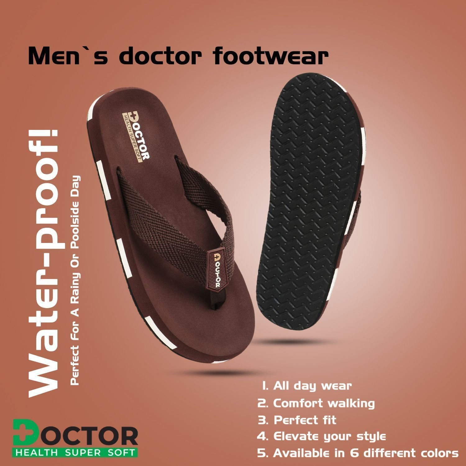Image of Doctor Health Super Soft Men Men's Orthopedic Slippers | Soft Cushion, Lightweight, Doctor Recommended Design Slippers