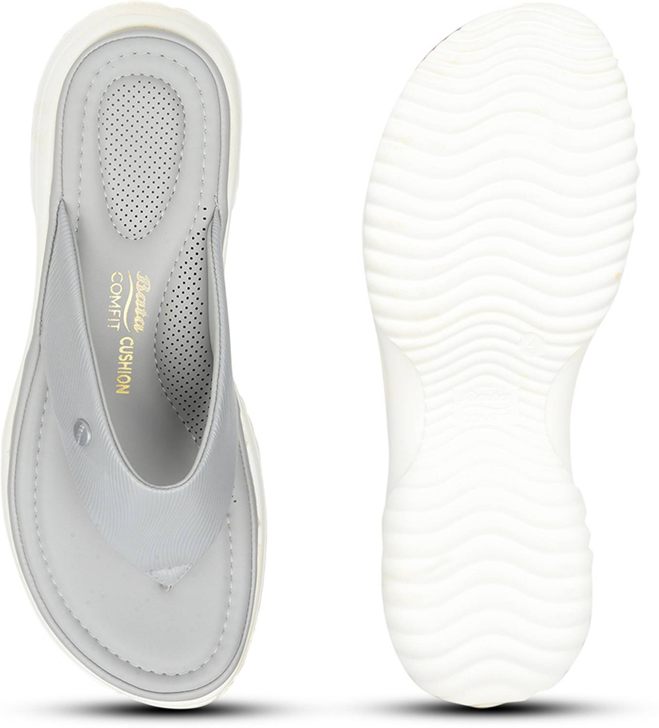 Bata Women Gray Slippers - Image 4