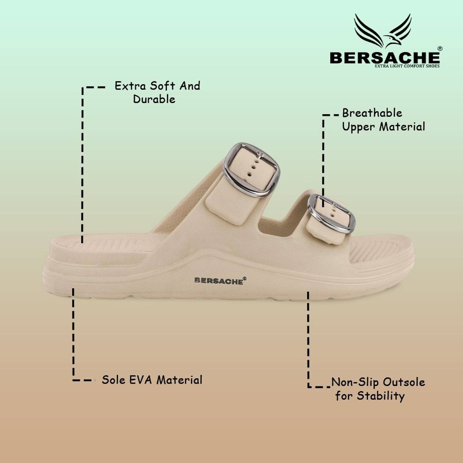 BERSACHE Men Beige Flip Flops - Image 5