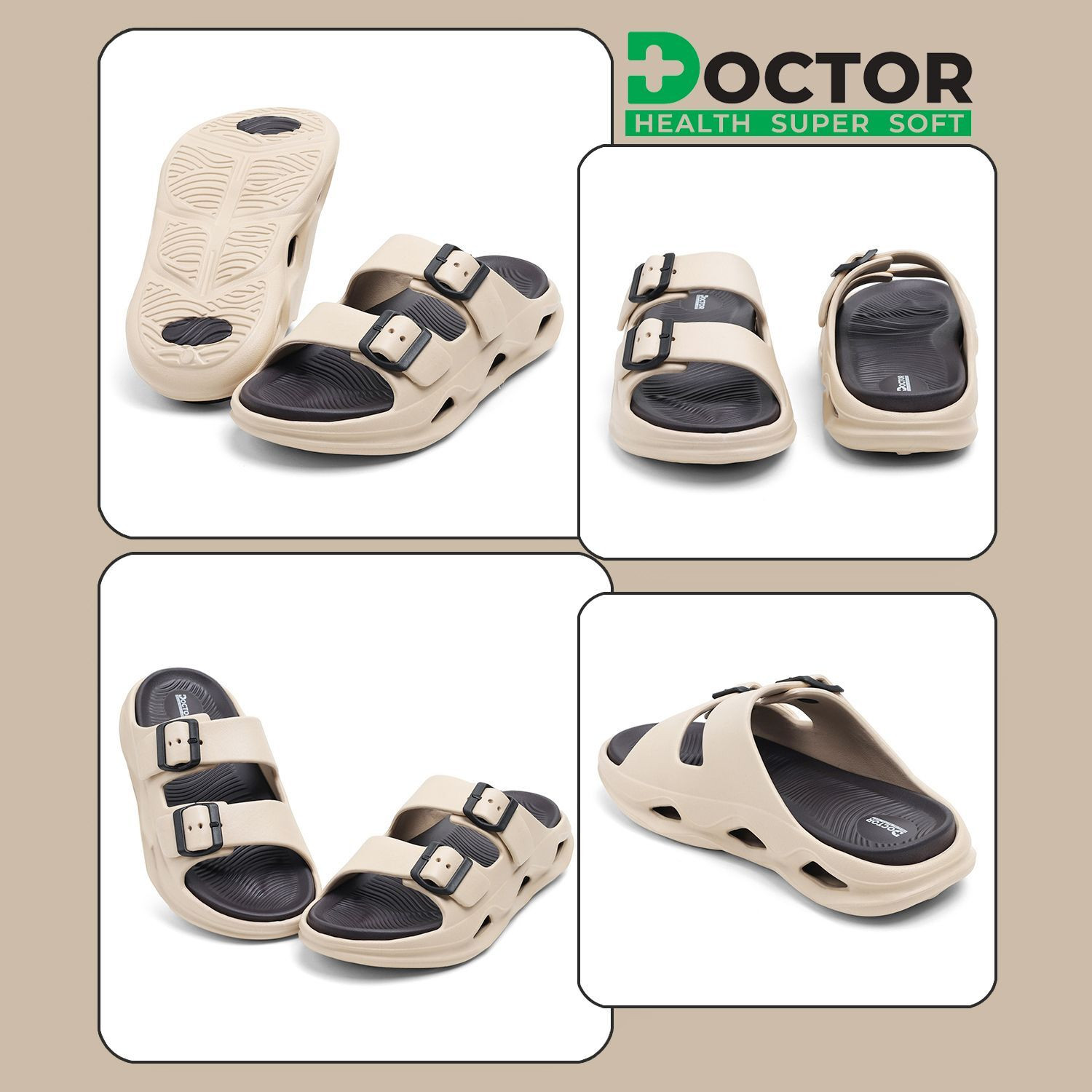 Image of Doctor Health Super Soft Men Men EVA Double Strap Sandals|Adjustable Buckle|Lightweight Anti-Slip Slippers Slippers