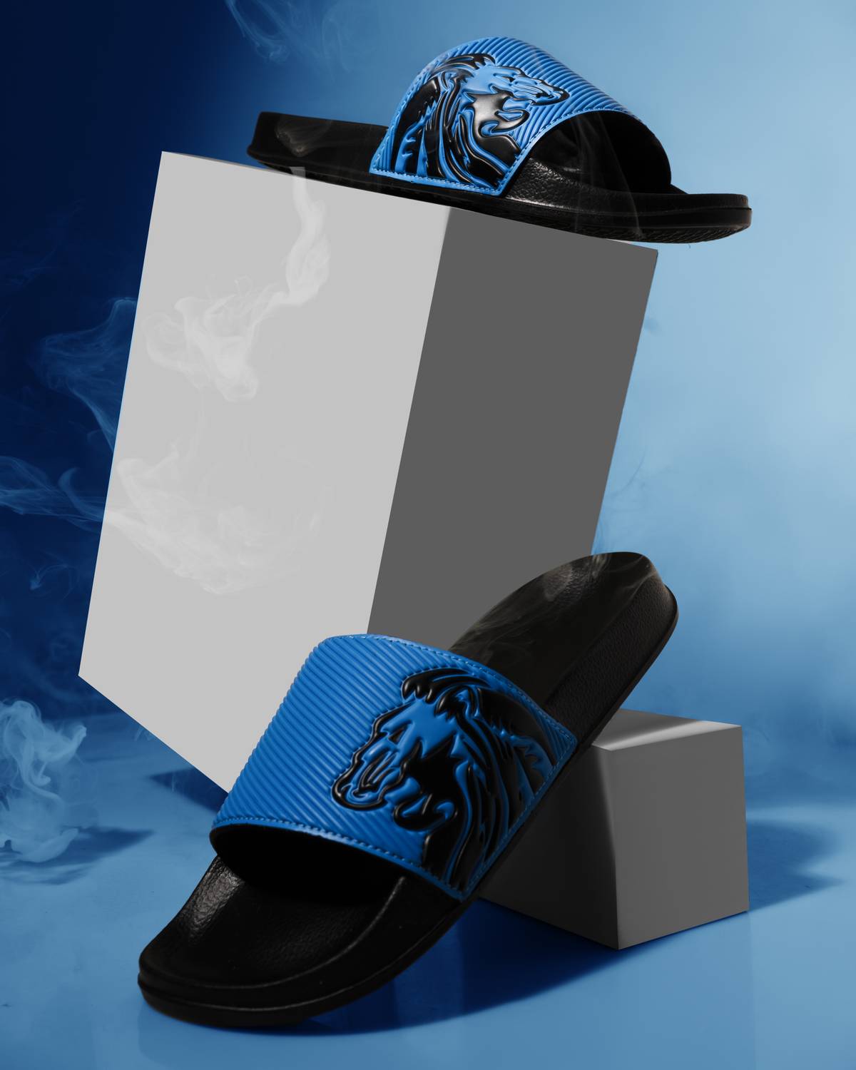 ARVAN Men Blue Slides - Image 1
