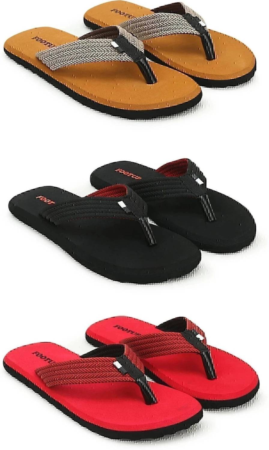 Footup 3 Pair Comfortable|Ultra-Light|Stylish and Trendy|Flip Flops for Men Men Slippers - Image 1