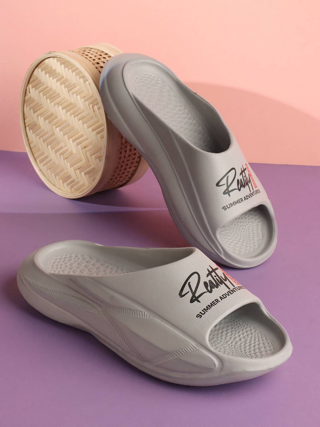 Bootco Men Gray Slides - Image 1