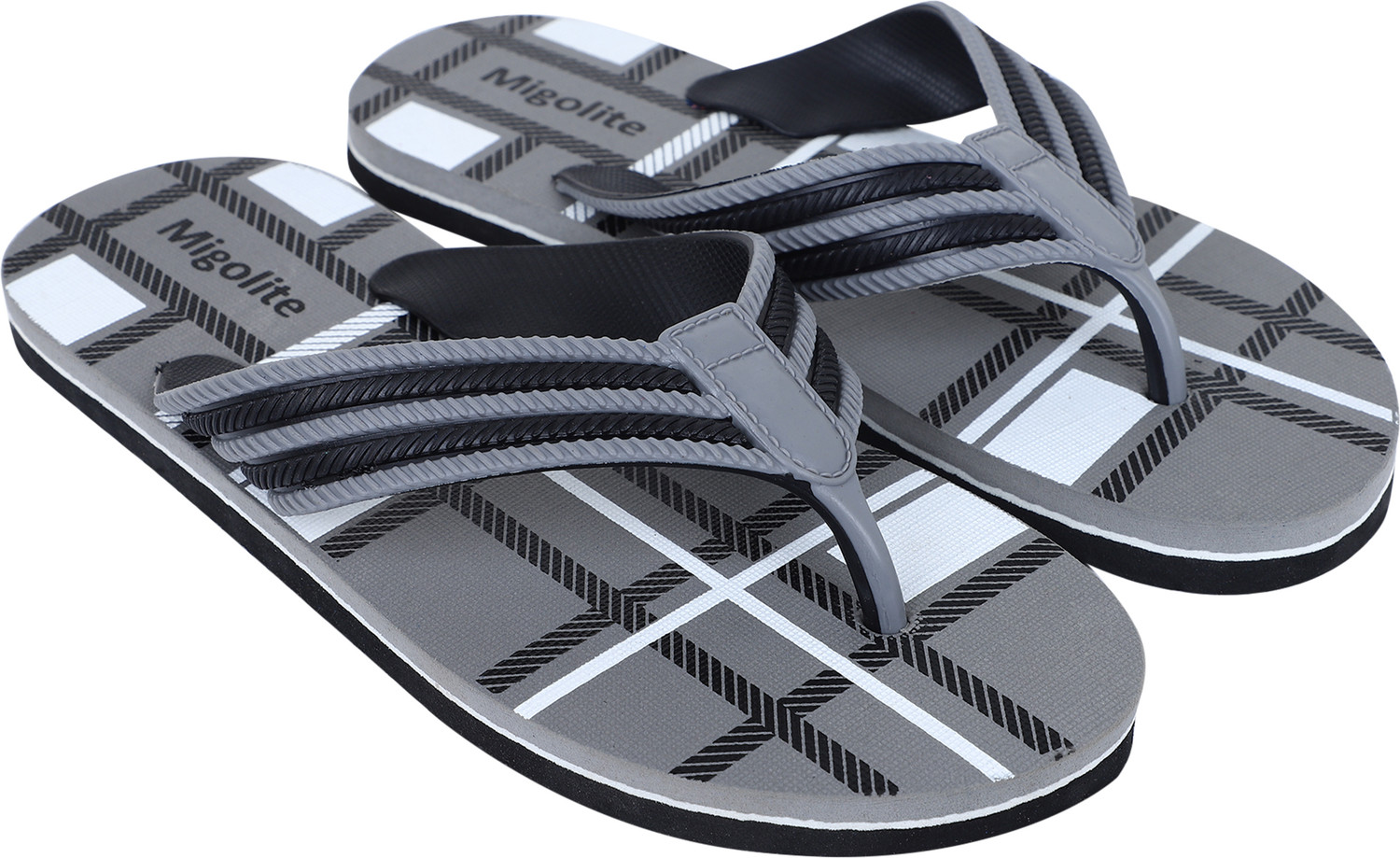 Image of MIGOLITE Men Migolite Men s Stylish Checked Flip Flops Soft Sole Casual Comfort Flip Flops