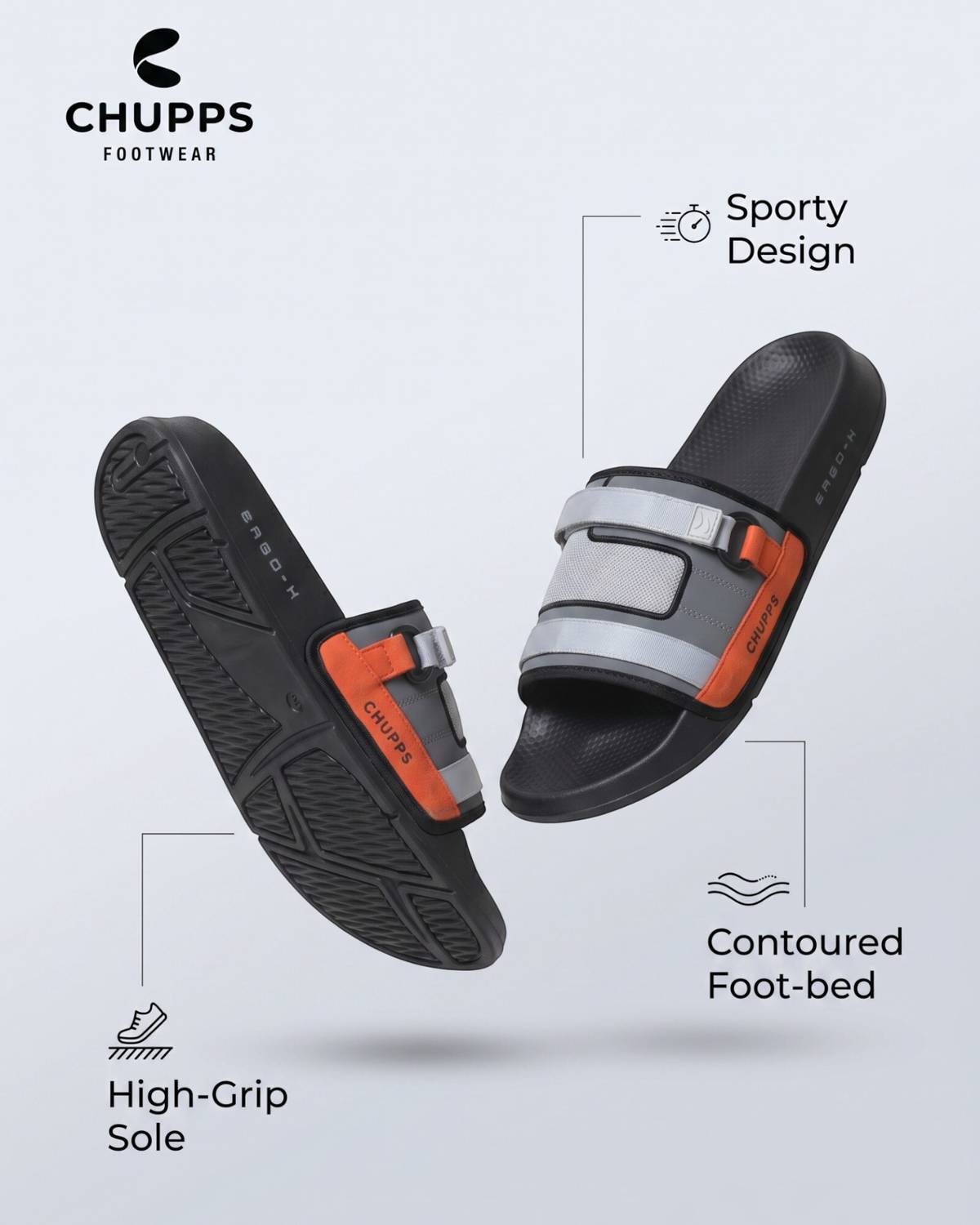 Chupps Men Rebel Orthopaedic EVA Cushioned Slides - Image 5