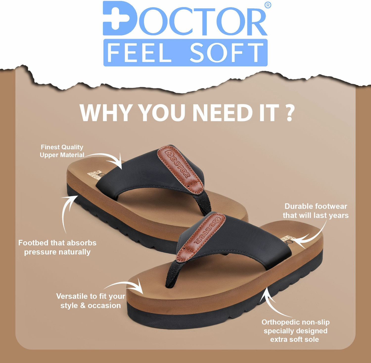 Image of DOCTOR FEEL SOFT Men Men Orthopedic Slippers for Men Flexible Soft Cushion Sole Slippers Slippers
