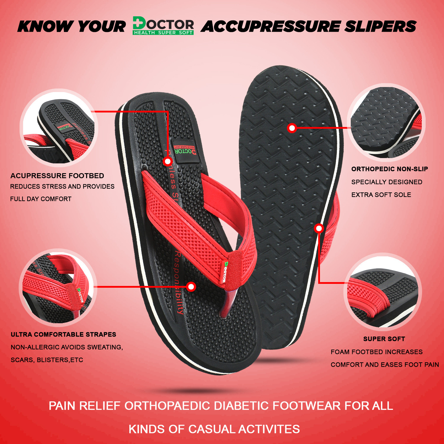Image of Doctor Health Super Soft Women NewlyLaunch|Premium|Orthopaedic|Diabetic|Accupressure|Classic|Comfort|Ultrasoft Flip Flops