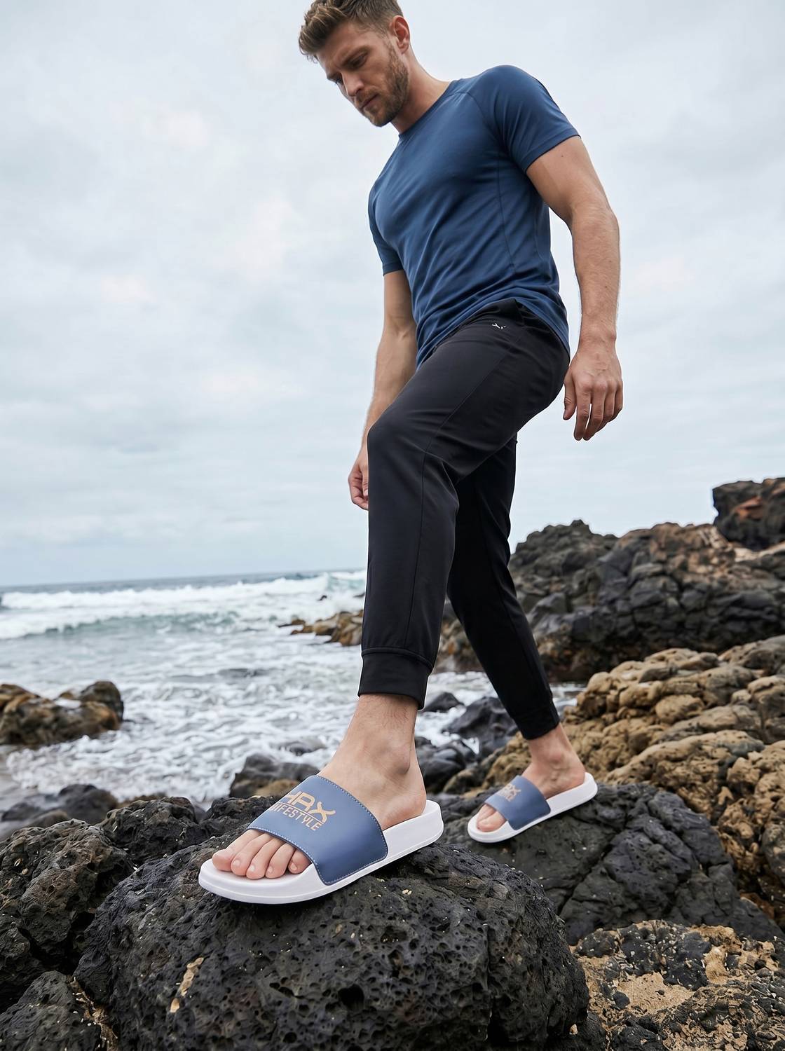 HRX by Hrithik Roshan Men Blue Slides - Image 2