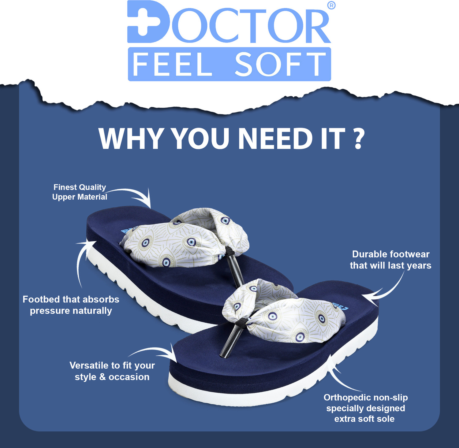 Image of DOCTOR FEEL SOFT Women Orthopedic Doctor Slippers for | Cushioned, Anti Skid Slippers