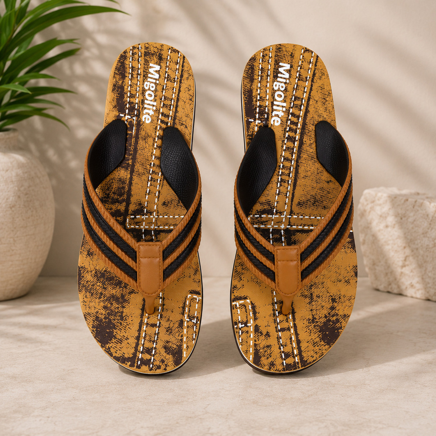 Image of MIGOLITE Men Migolite Mens Denim Print with Stylish Straps � Comfort Wear EVA Flip Flops