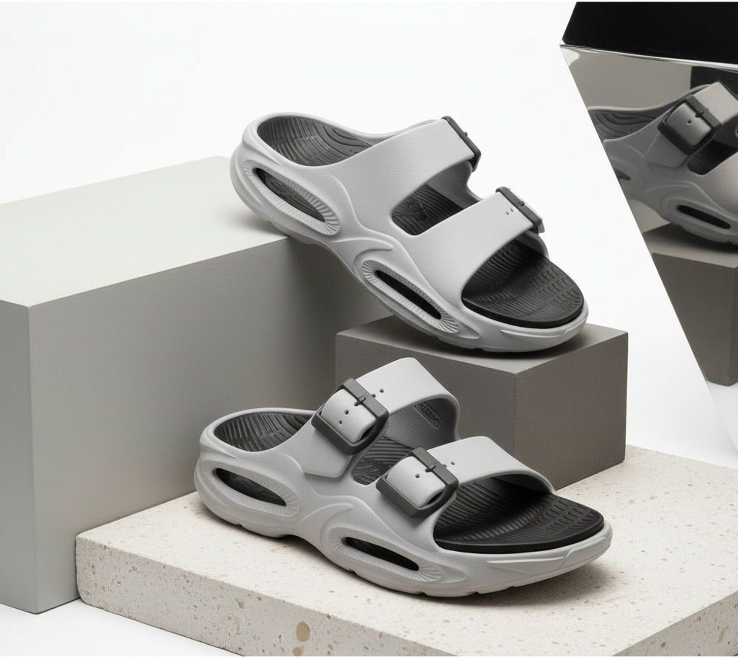 Image of Smoothlite Men Soft EVA Double Strap Sandals|Adjustable Buckle|Lightweight Anti-Slip Slippers Slippers