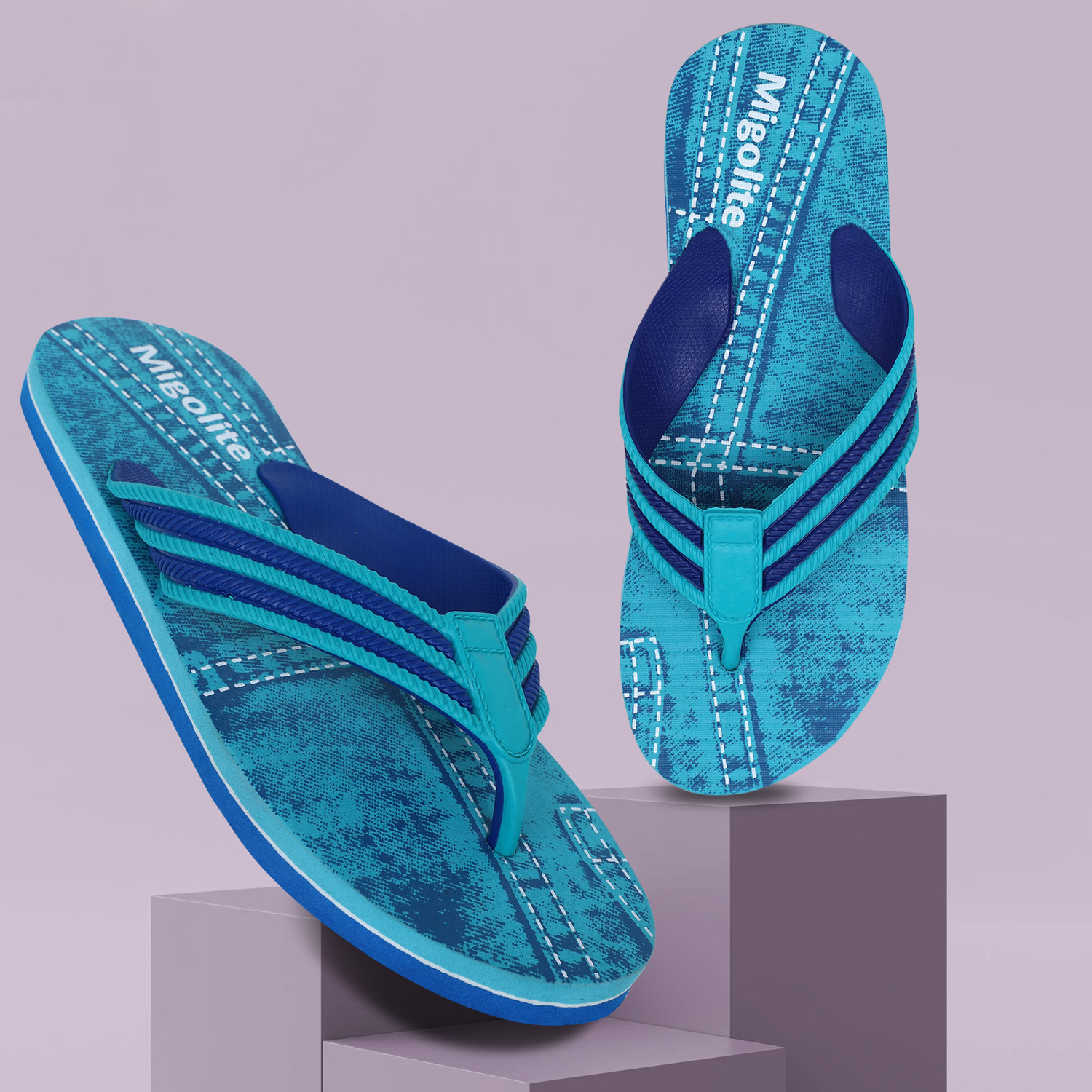 Image of MIGOLITE Men Migolite Mens Denim Print with Stylish Straps � Comfort Wear EVA Flip Flops