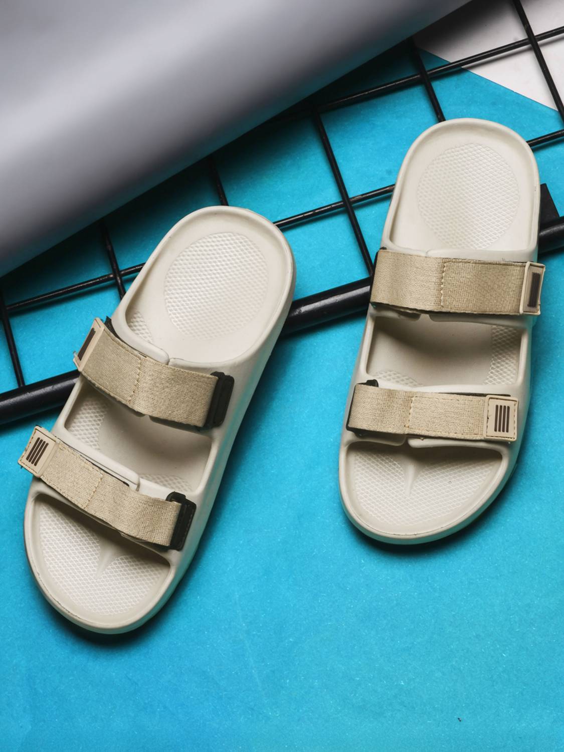HRX by Hrithik Roshan Men Beige Slides - Image 1