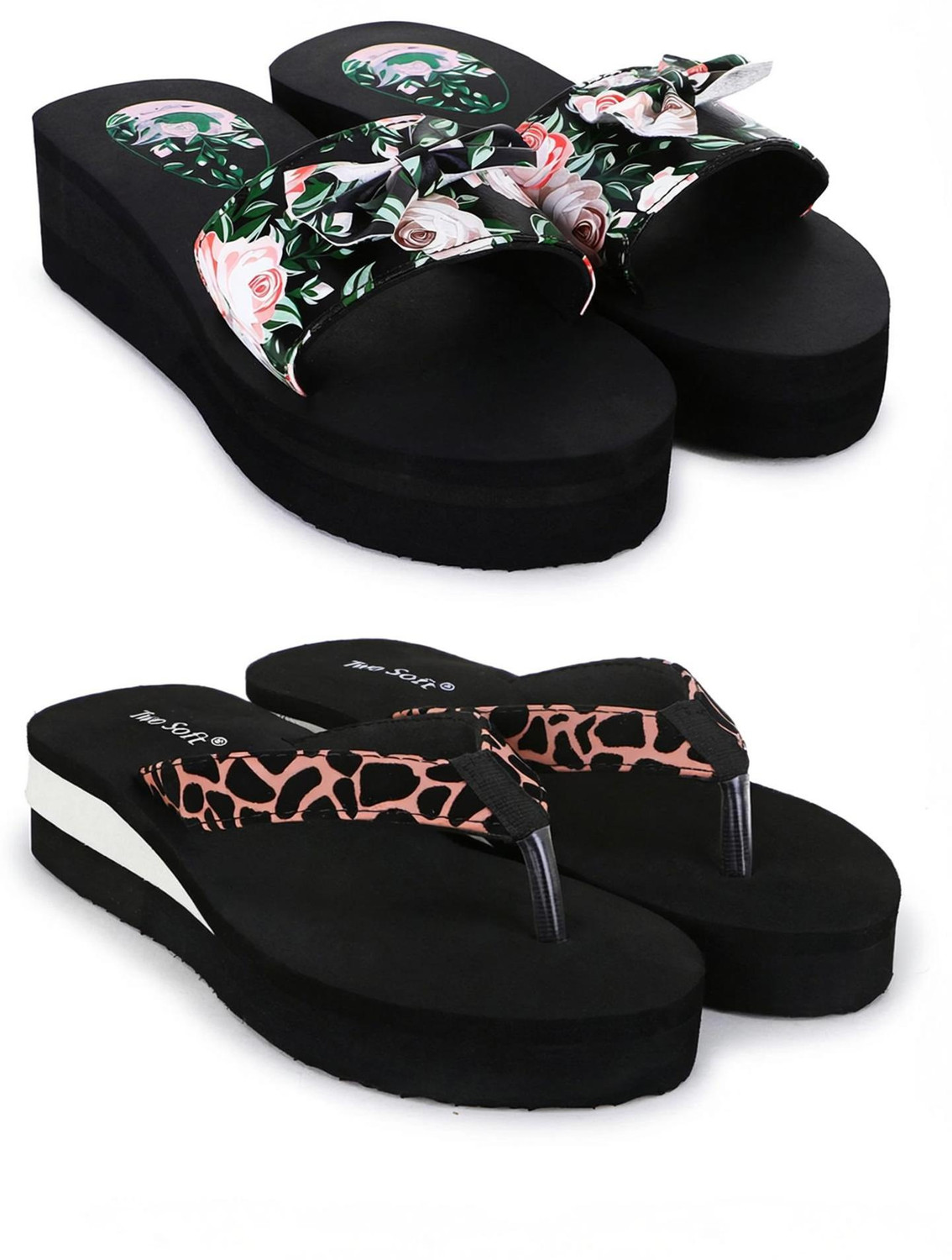 Image of TWO SOFT Women Combo Pack Of 2 Stylish Casual Light & Soft Comfortable Daily Wear Slippers